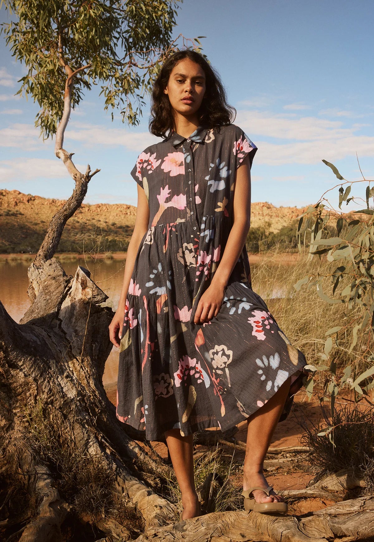 Nancybird Maja Dress - Watercolour Charcoal