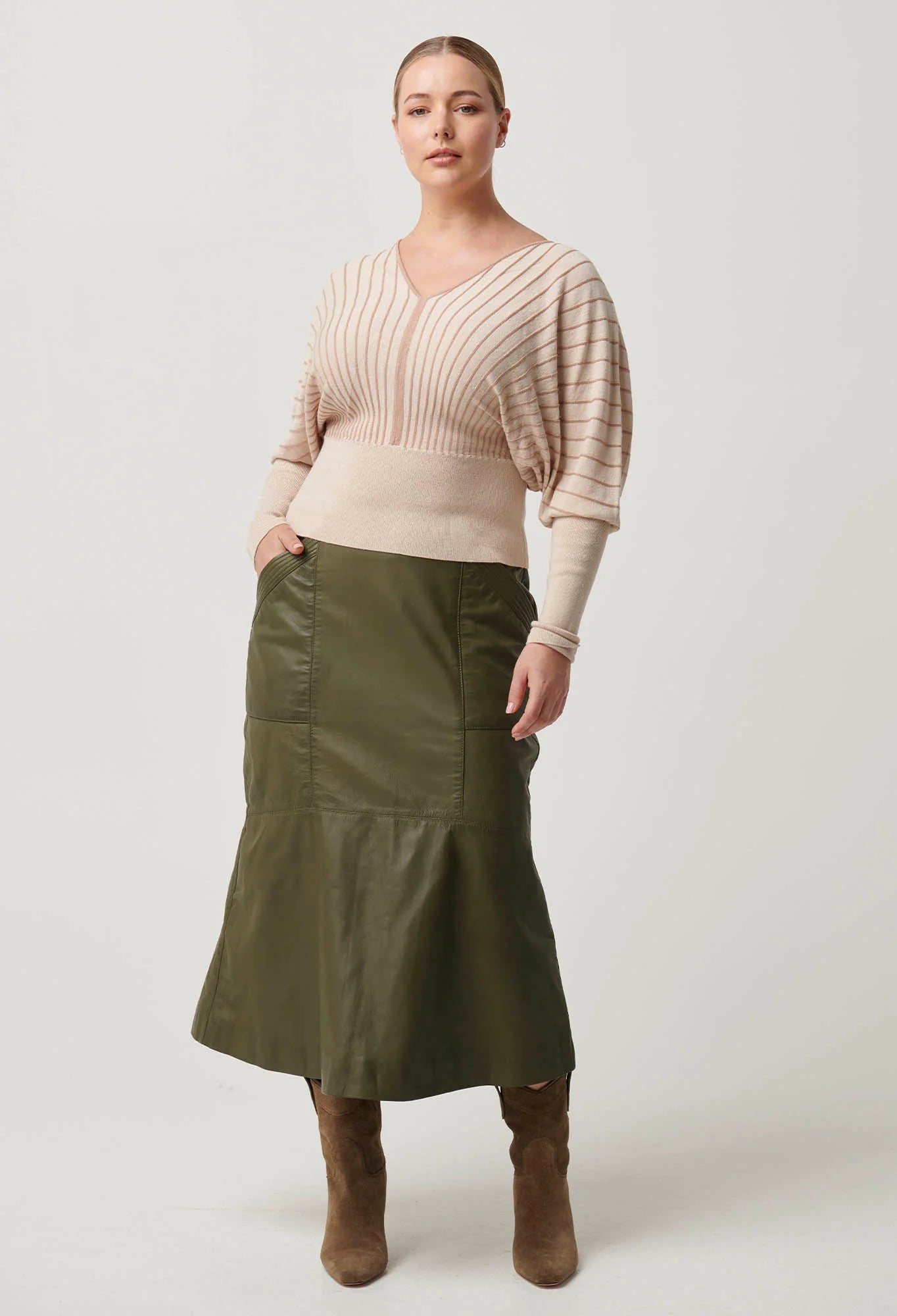 Once Was Francine Stripe Knit Top - Buckwheat
