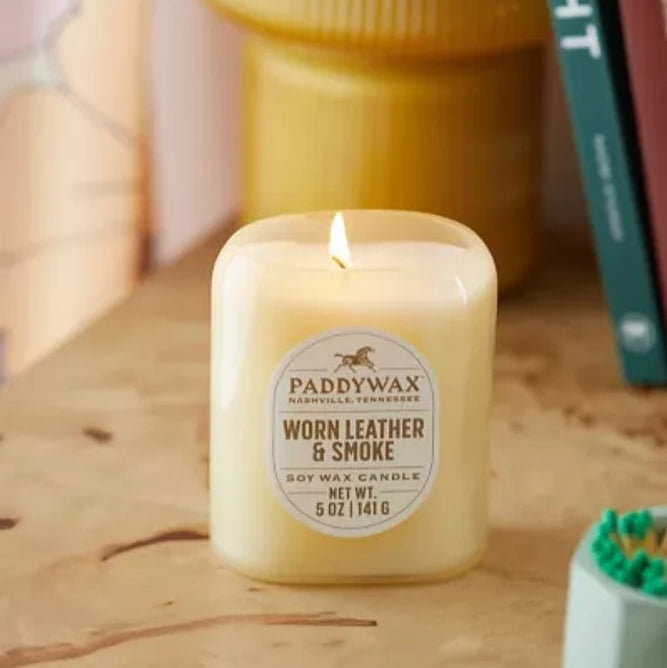 paddywax worn leather vista small candle

