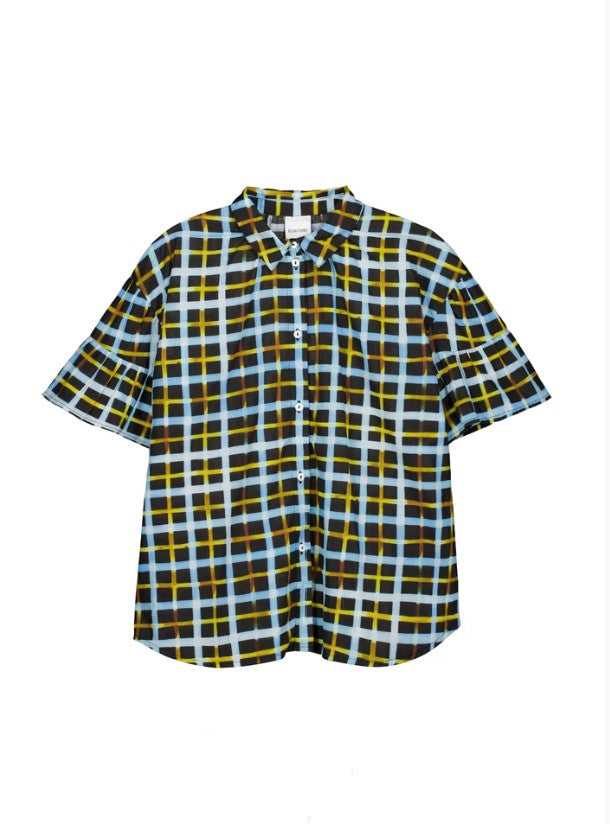 Kowtow Painterly Blouse - Neon Tartan