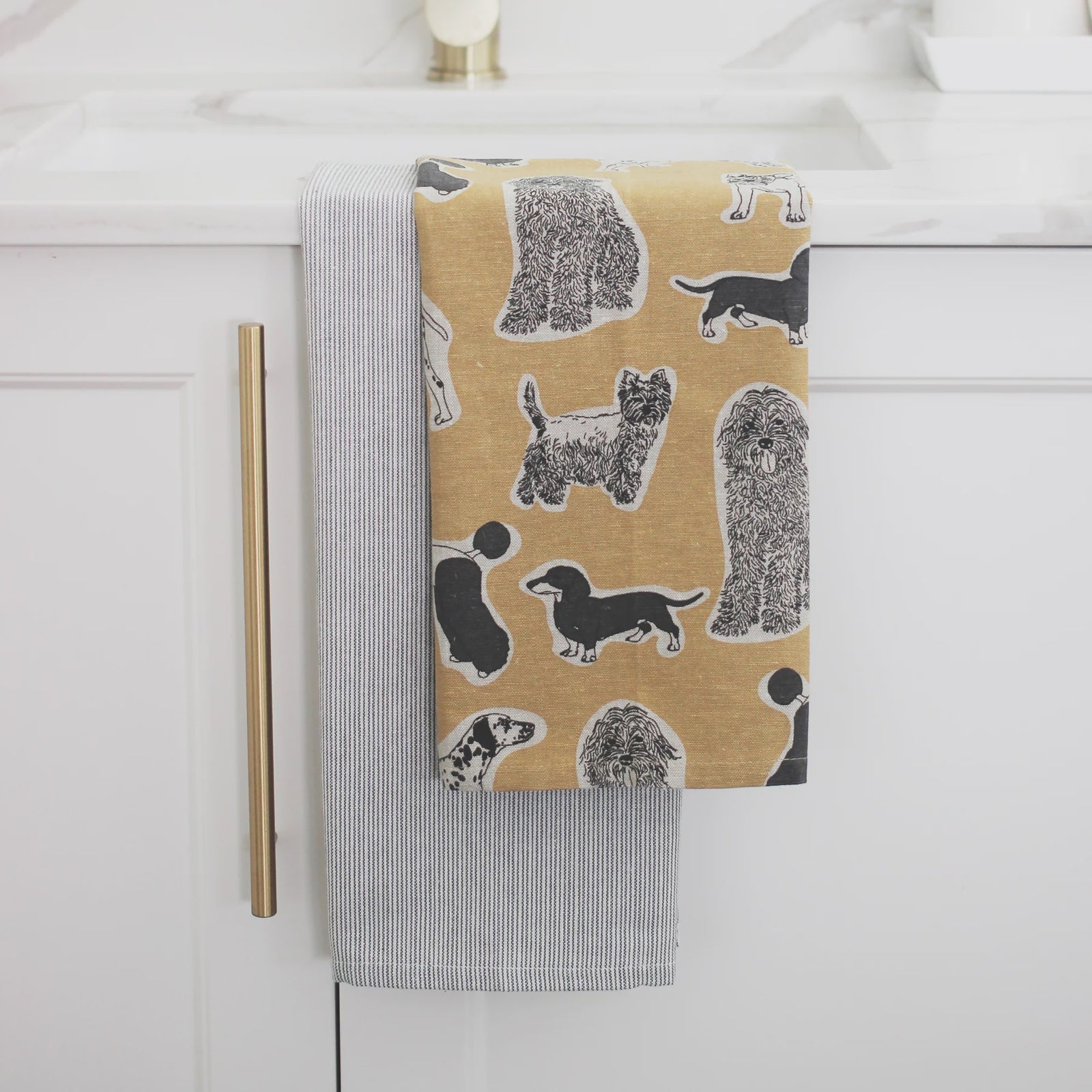 Raine & Humble Woof Tea Towel 2pk - Yellow