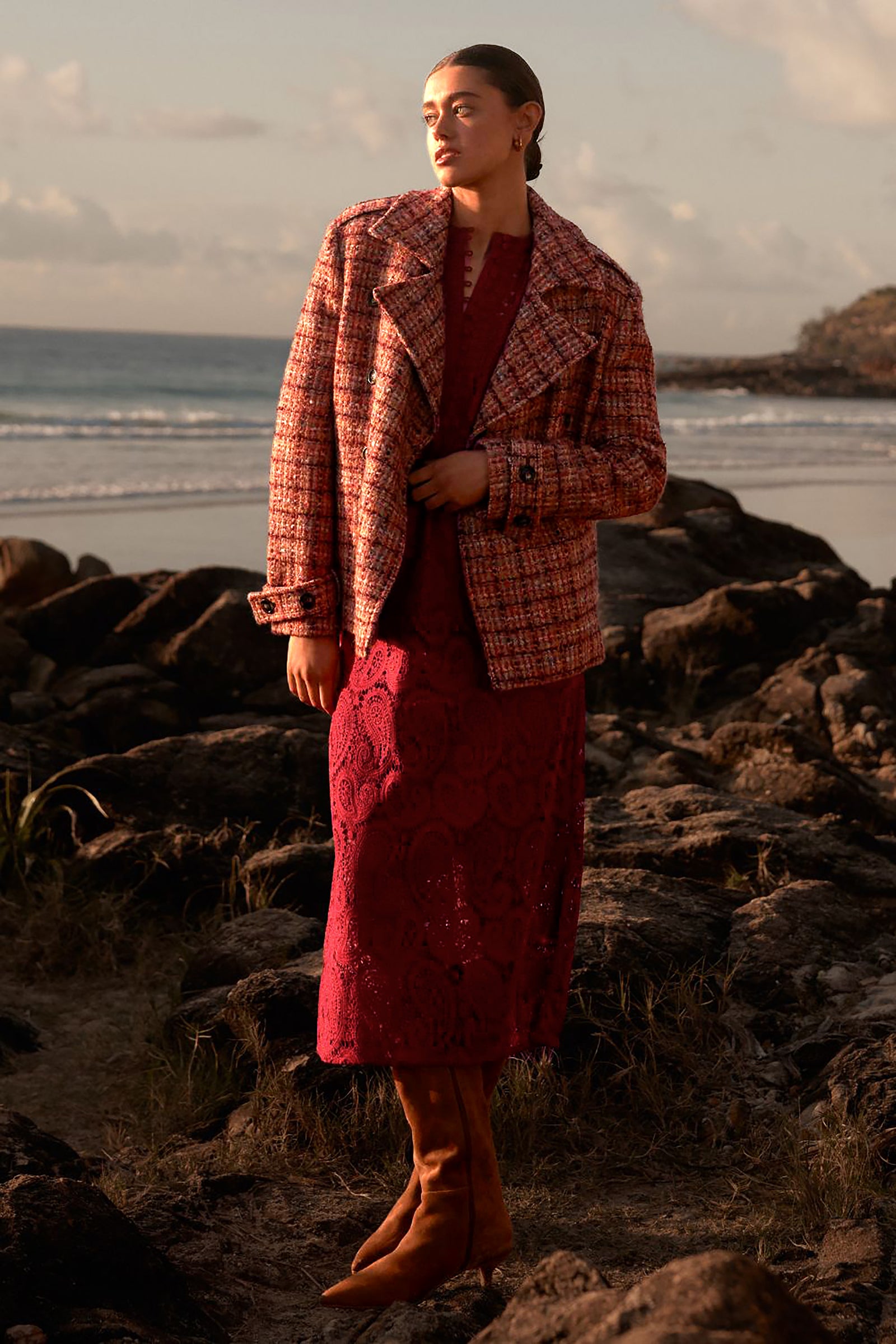 Zoe Kratzmann Revel Coat - Berry Check