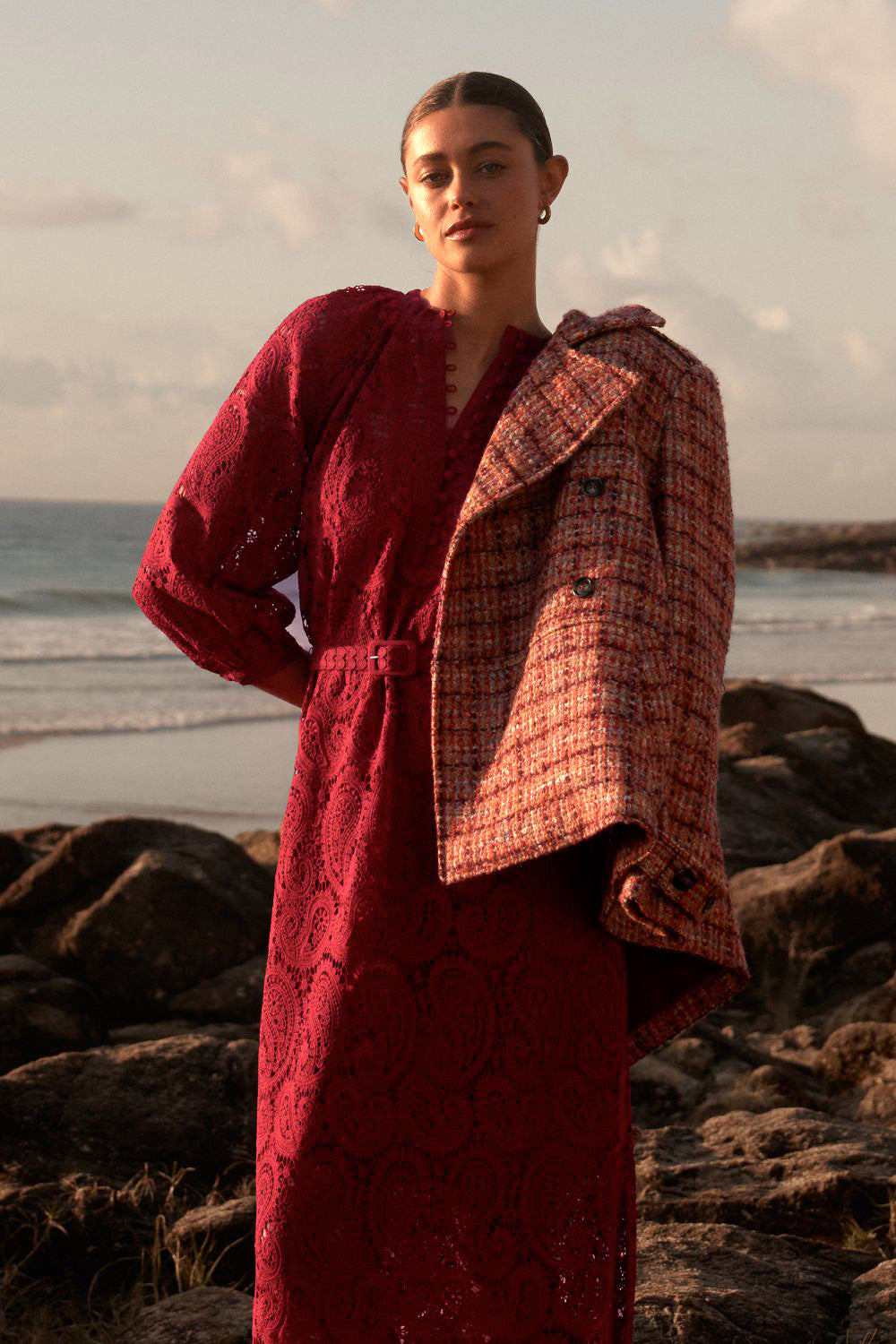 Zoe Kratzmann Revel Coat - Berry Check