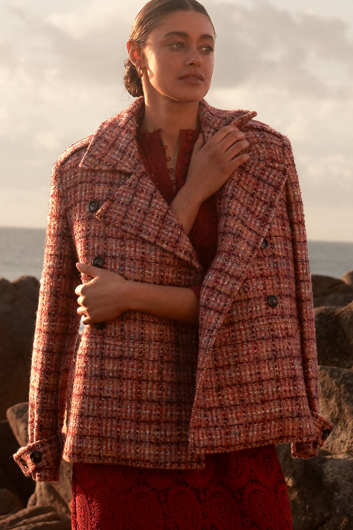 Zoe Kratzmann Revel Coat - Berry Check