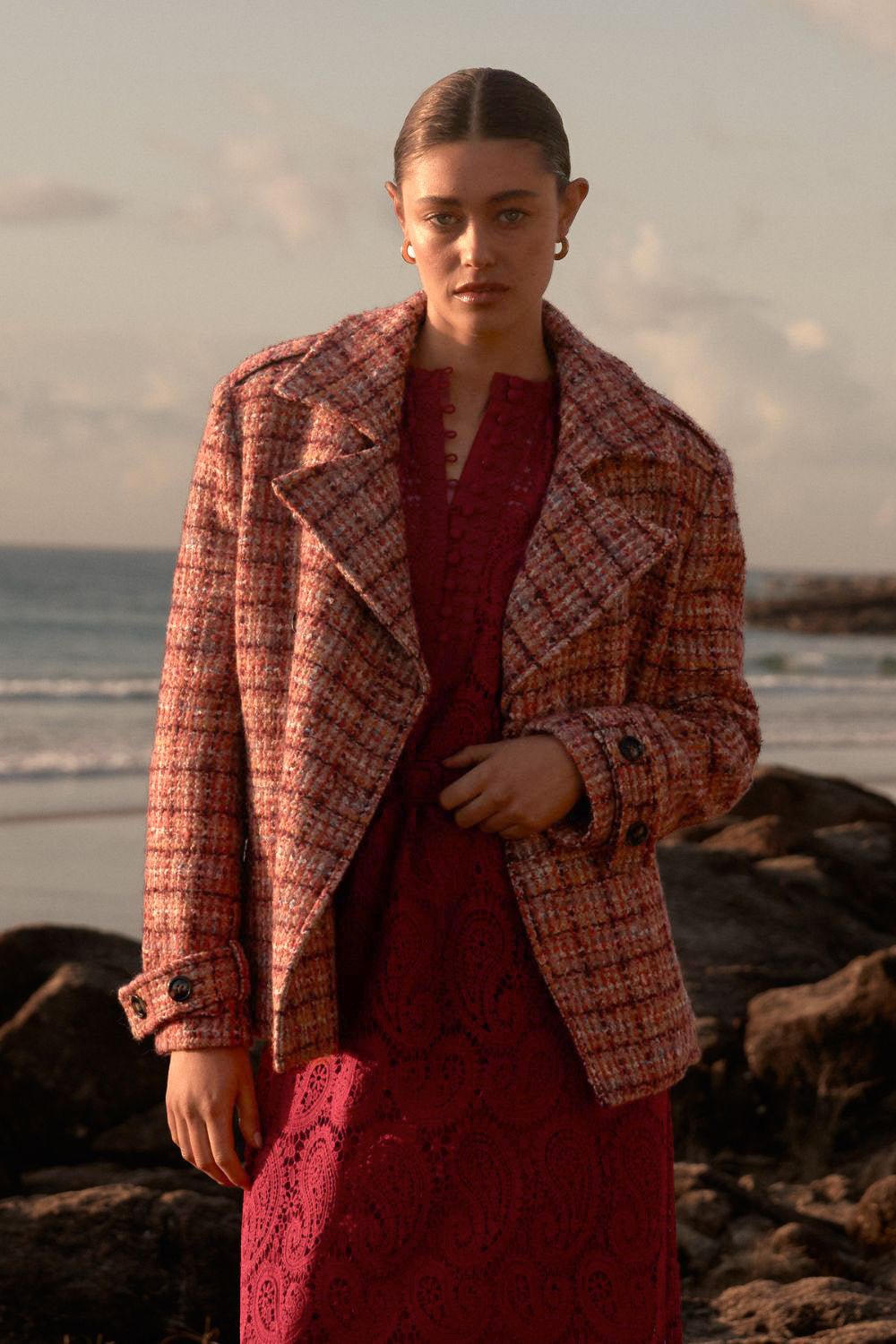 Zoe Kratzmann Revel Coat - Berry Check