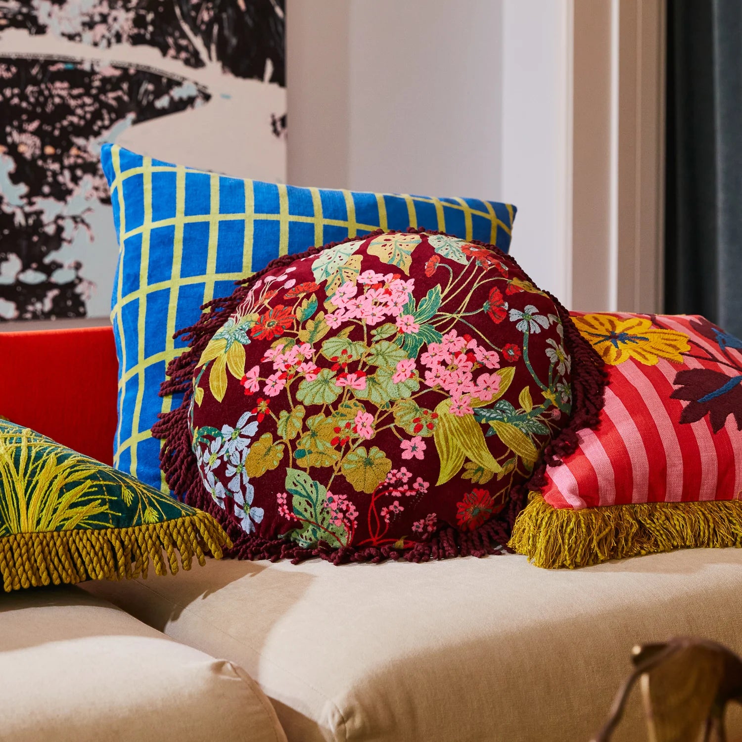 Sage and Clare Genevieve Fringe Cushion