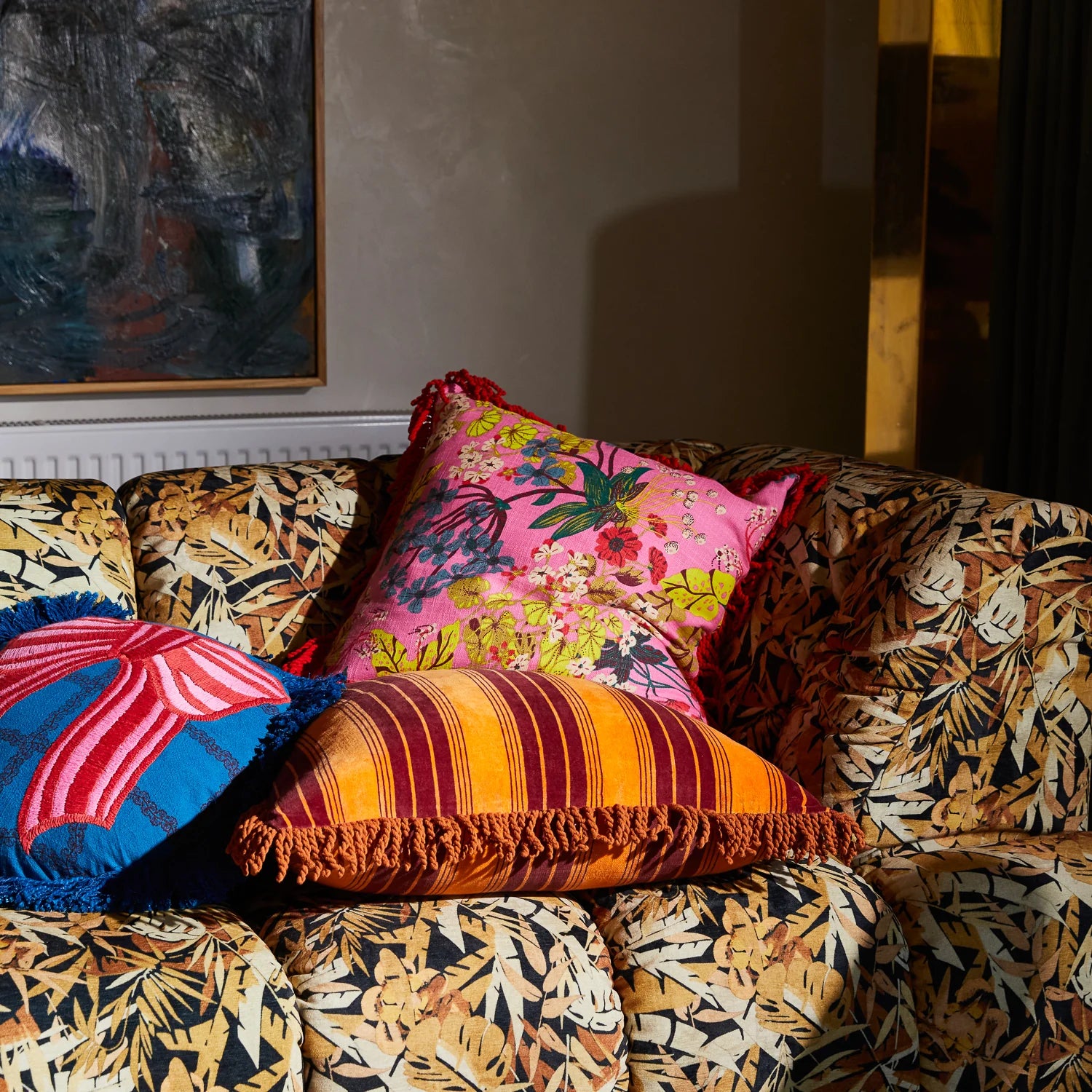 Sage and Clare Genevieve Square Fringe Cushion