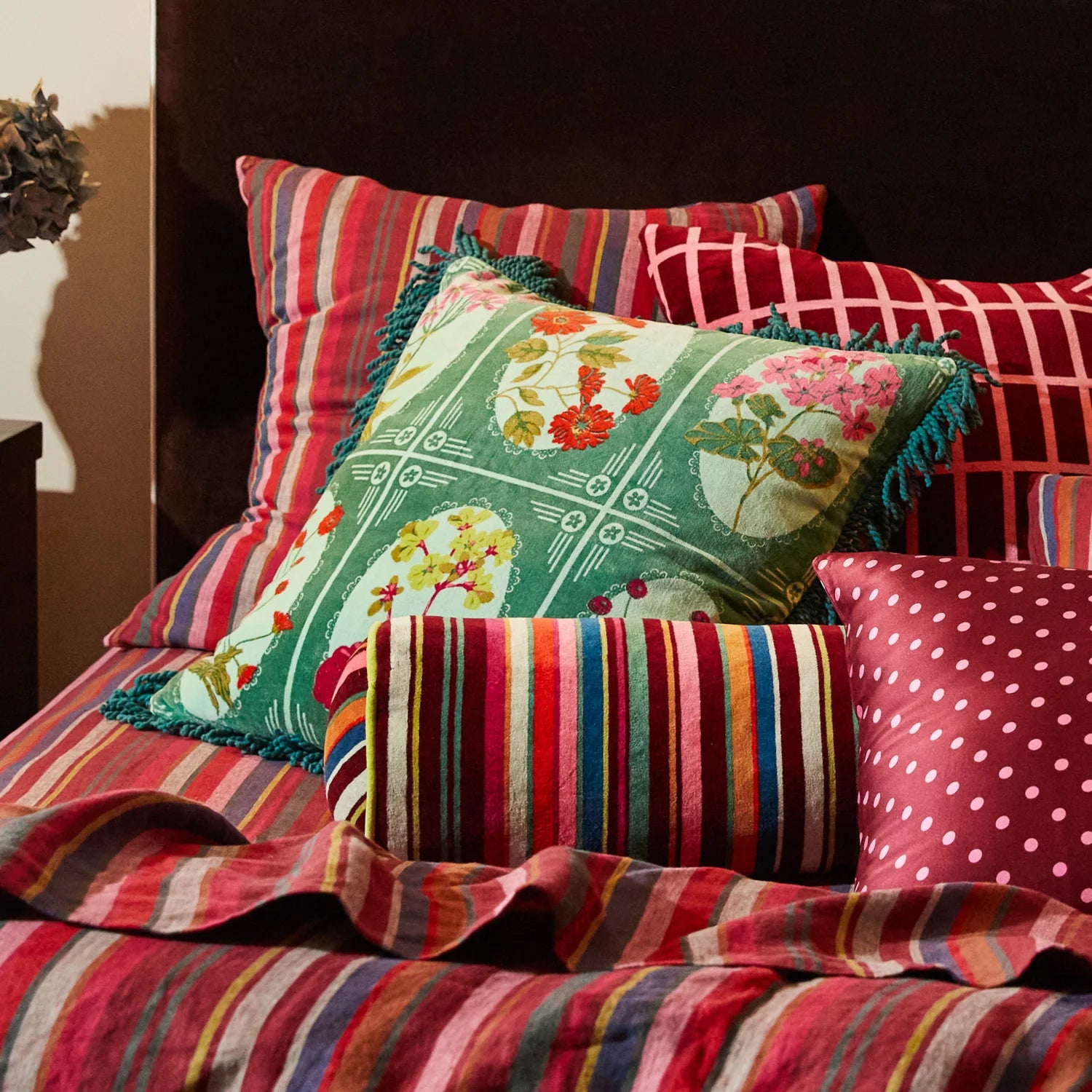 Sage and Clare Gigi Velvet Cushion - Forest