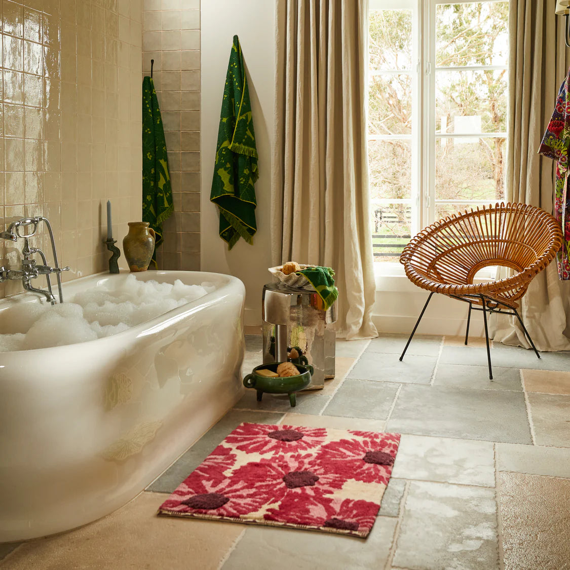 Sage and Clare Isabella Bath Mat - Crimson