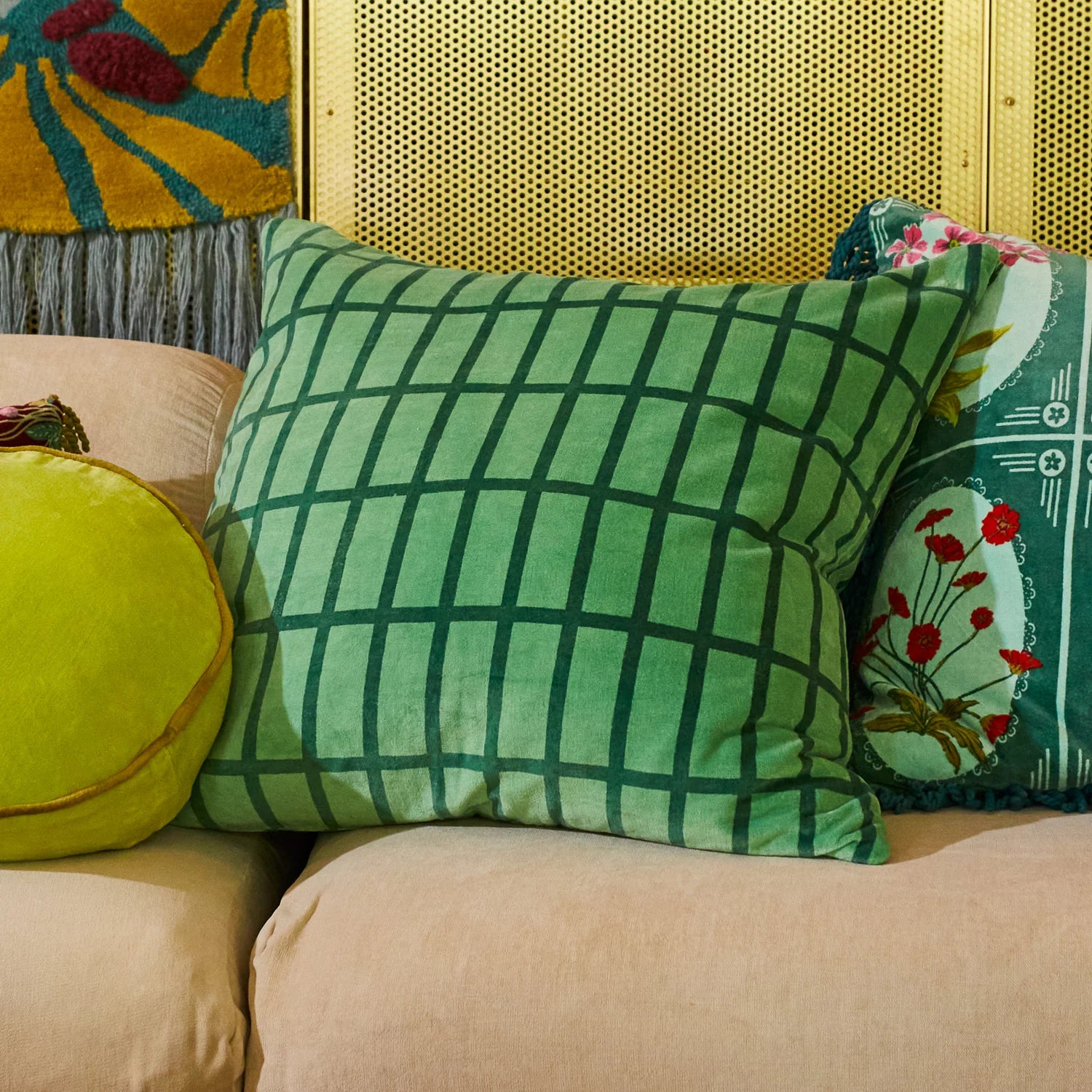 Sage and Clare Remi Velvet Cushion - Emerald