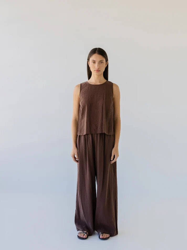 Sophie Shell Buttons Silky Top - Earth