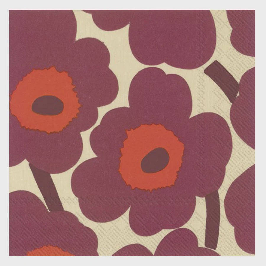 Marimekko Napkins - Unikko Cream Bordeaux