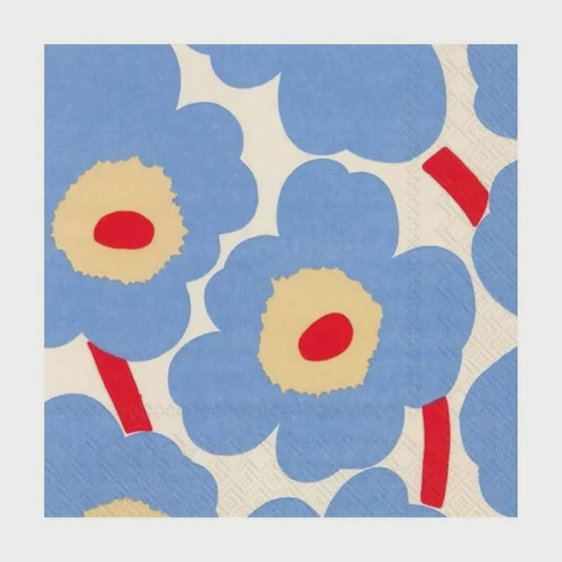Marimekko Napkins - Unikko Cream Blue