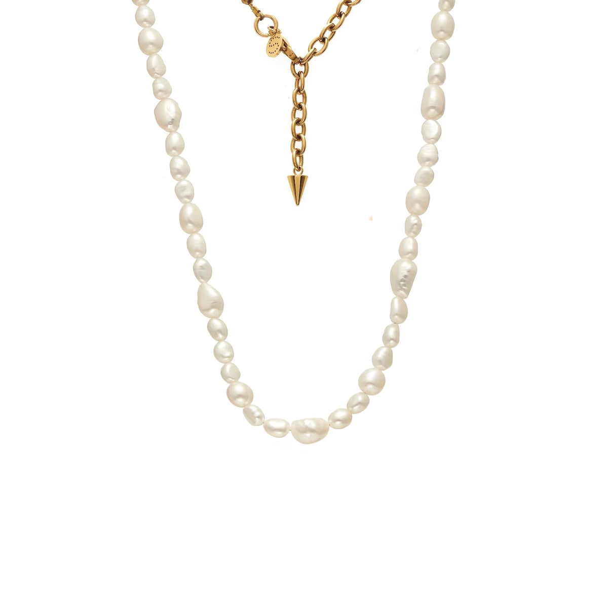 Silk &amp; Steel Allure Pearl Necklace - Gold