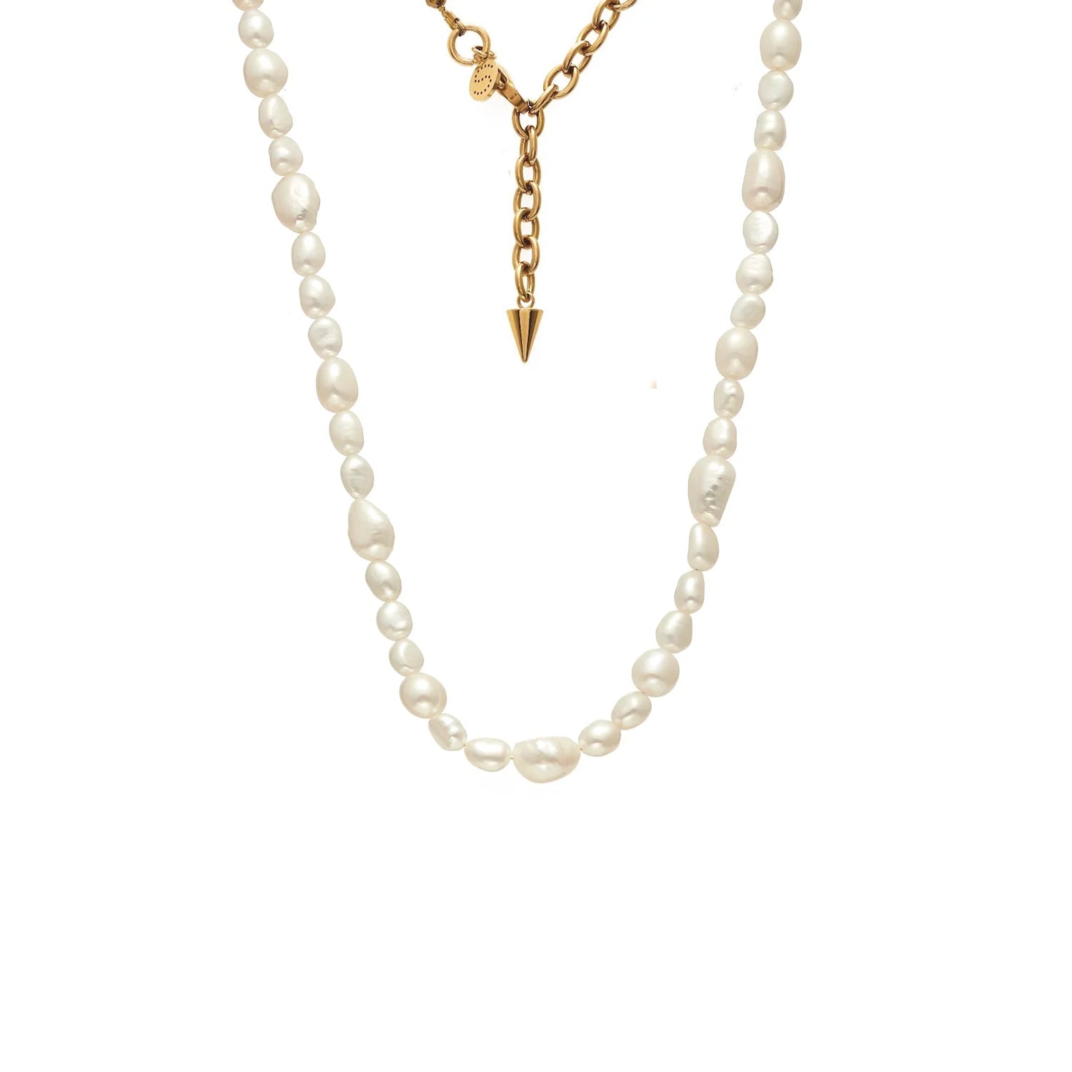 Silk & Steel Allure Pearl Necklace - Gold