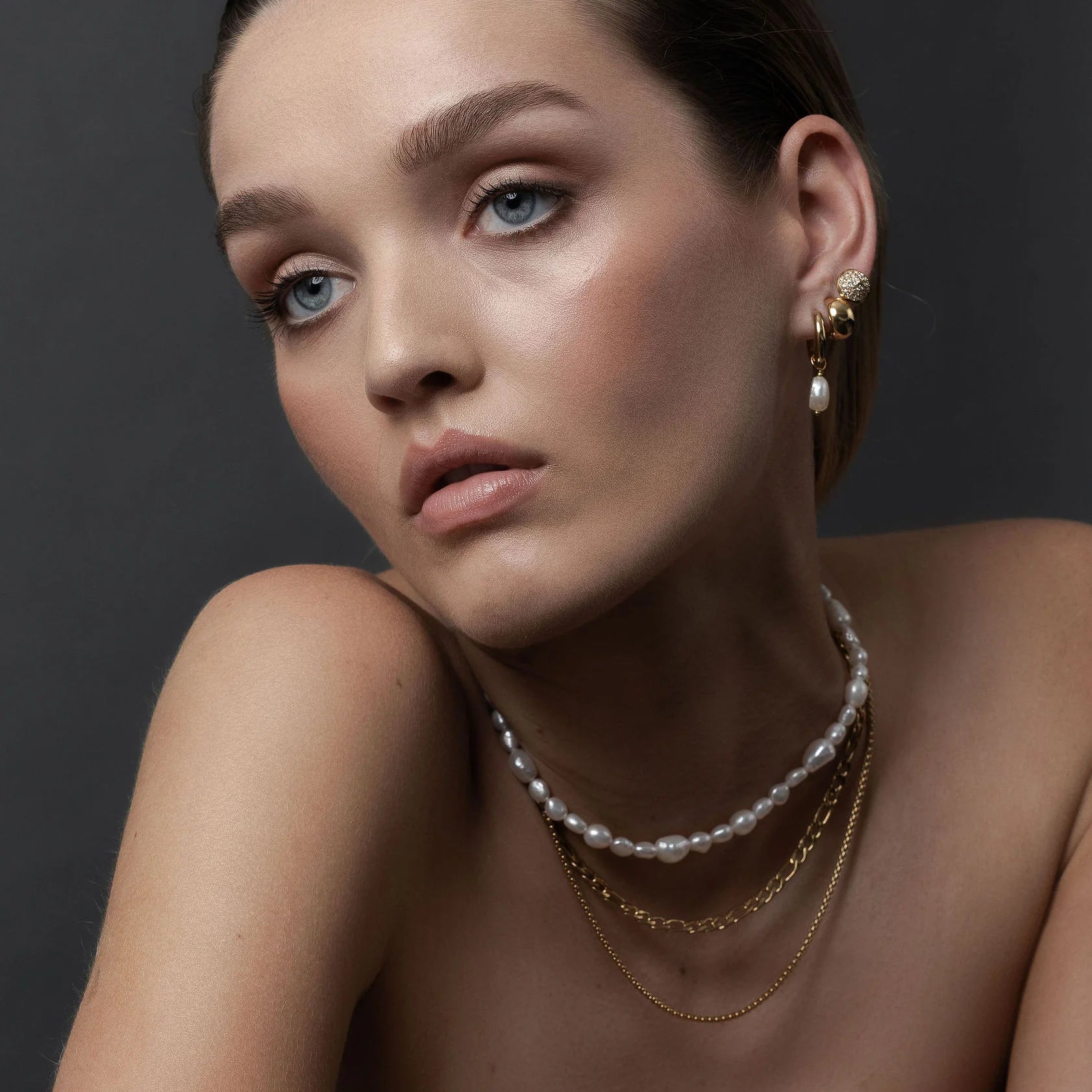 Silk & Steel Allure Pearl Hoops - Gold