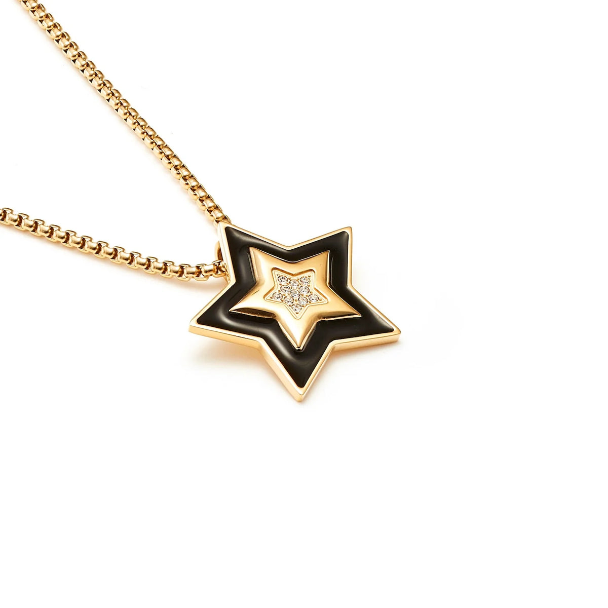 Silk & Steel Supernova Necklace Black Enamel - Gold