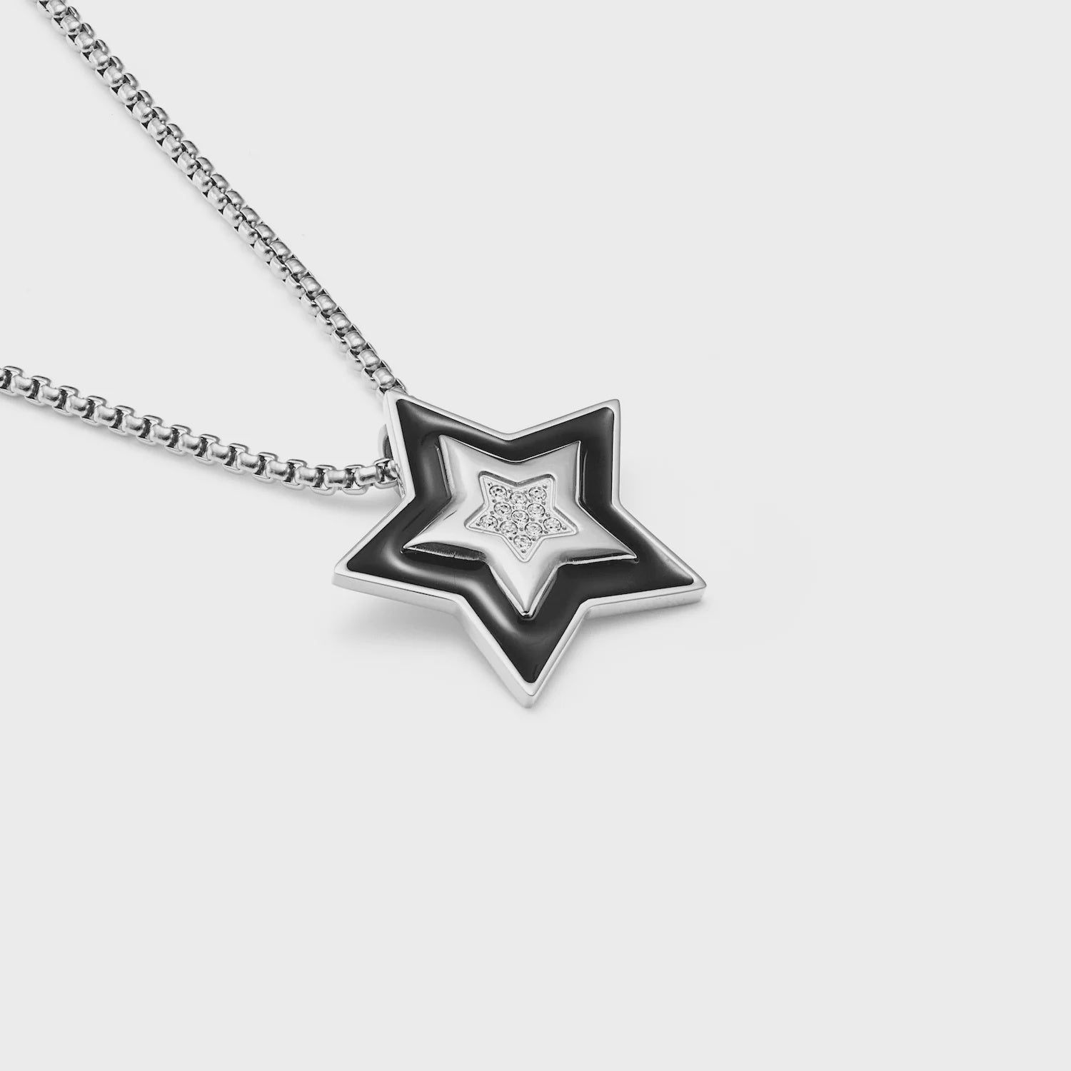 Silk & Steel Supernova Necklace Black Enamel - Silver