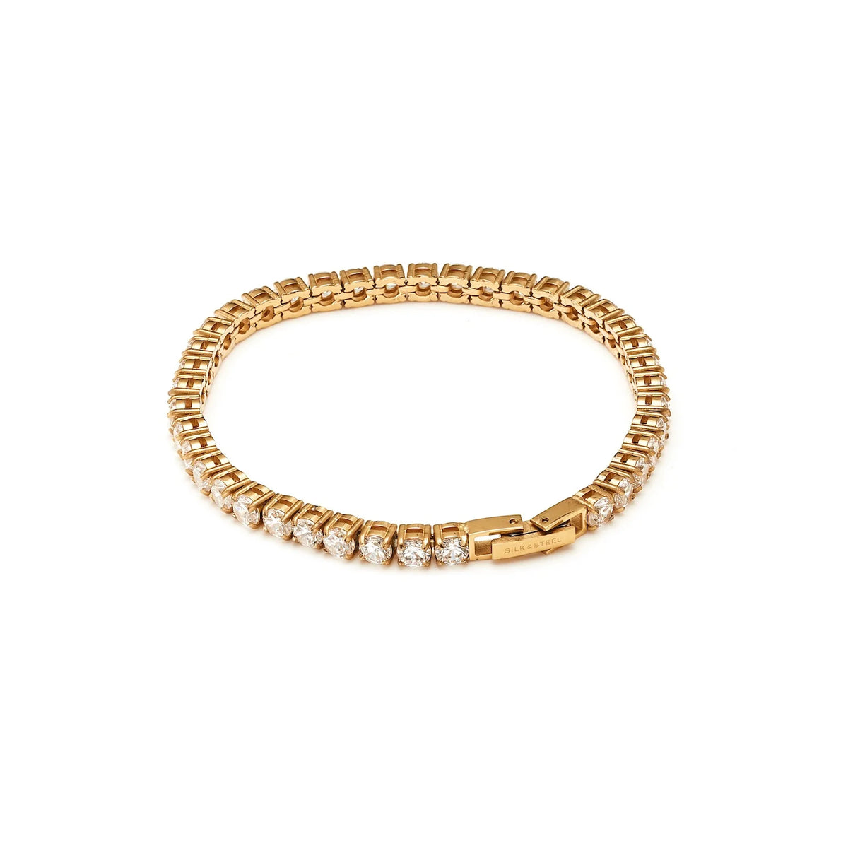 Silk & Steel Tennis Bracelet - Gold