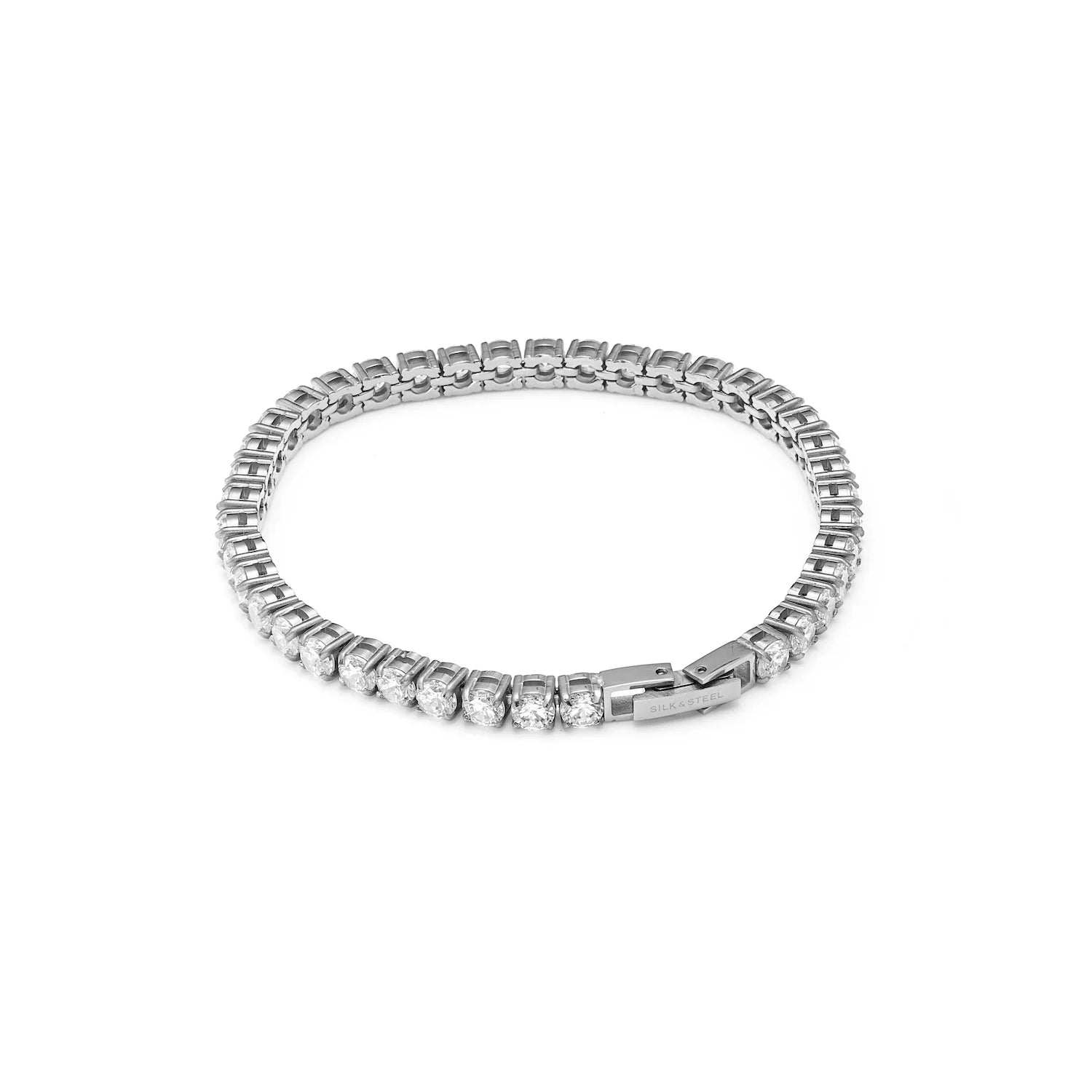Silk & Steel Tennis Bracelet - Silver