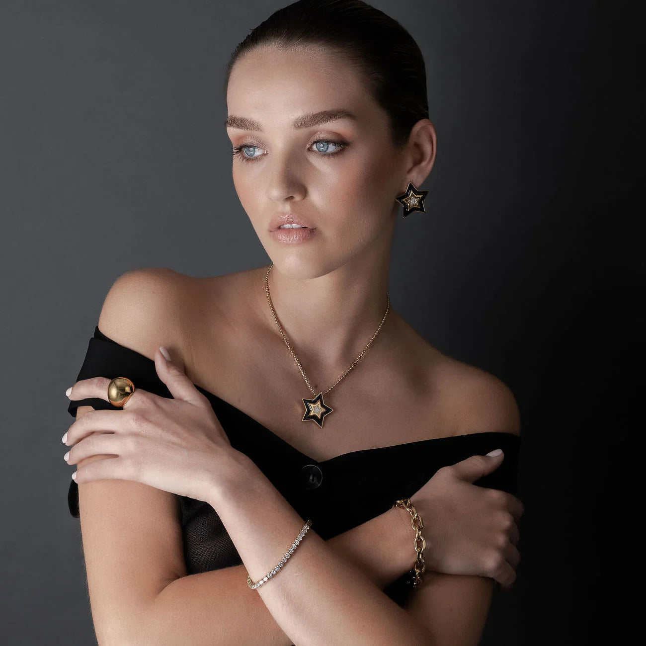 Silk & Steel Tennis Bracelet - Gold