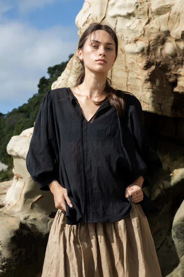 sophie tie top black check
