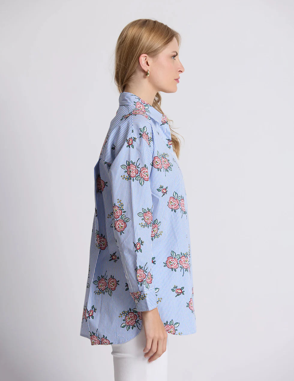 Stella and Gemma Estella Shirt - Floral Blue Stripe