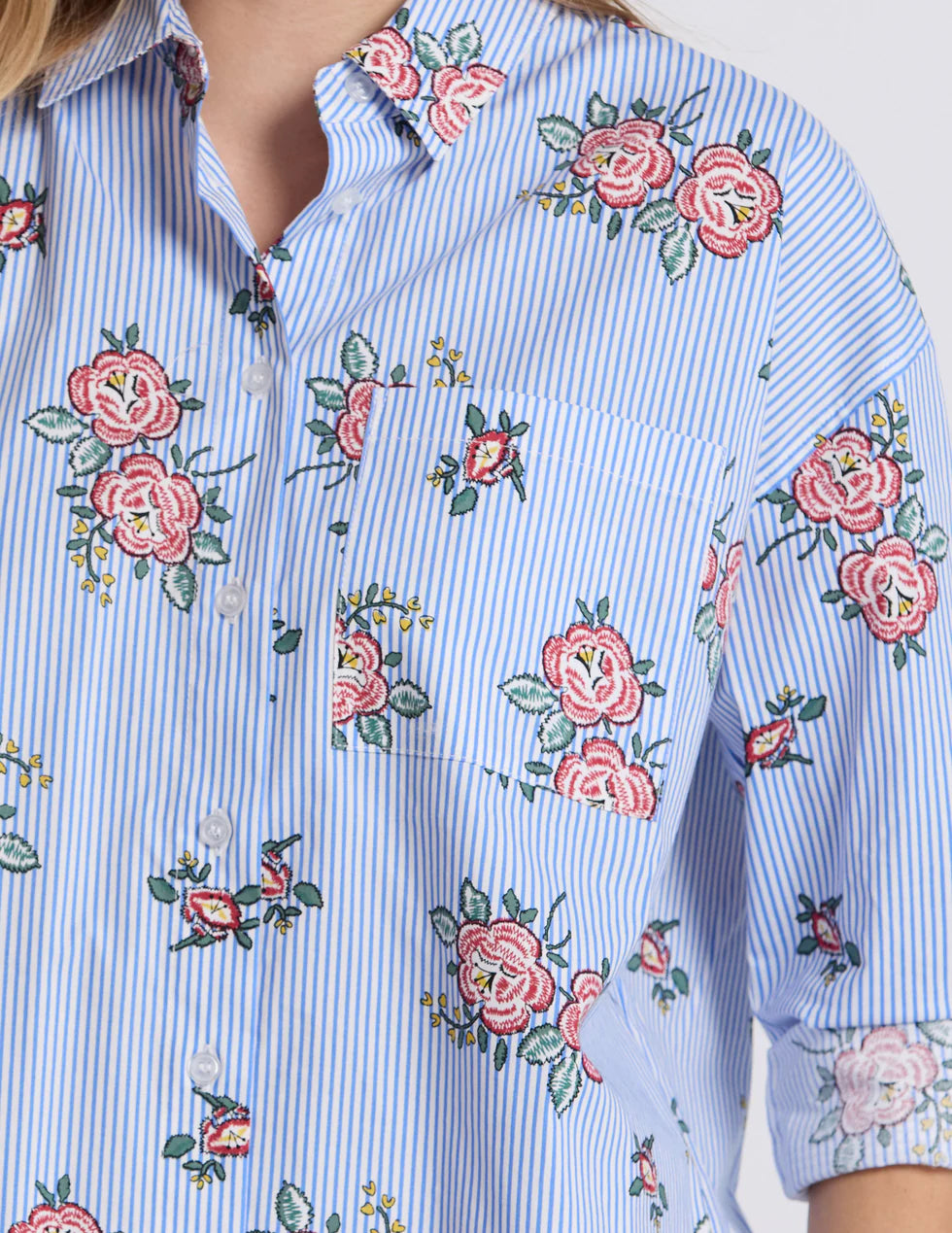 Stella and Gemma Estella Shirt - Floral Blue Stripe