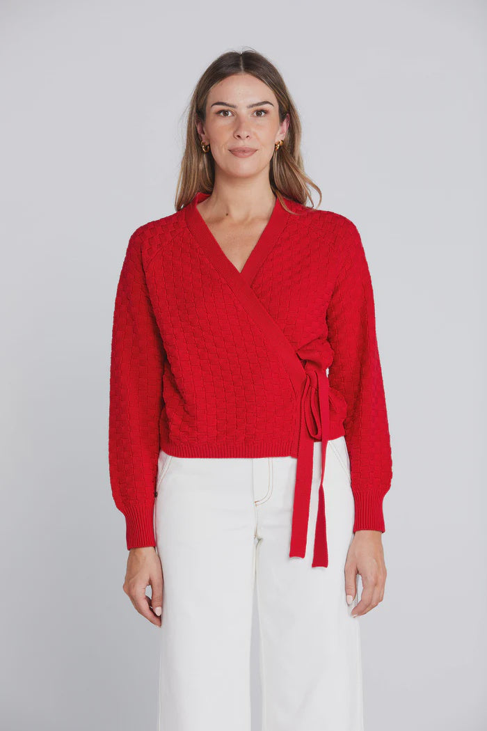 Thing Thing Wrapt Cardigan - Sizzling Scarlet