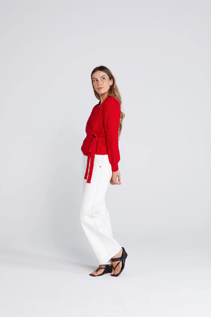 Thing Thing Wrapt Cardigan - Sizzling Scarlet
