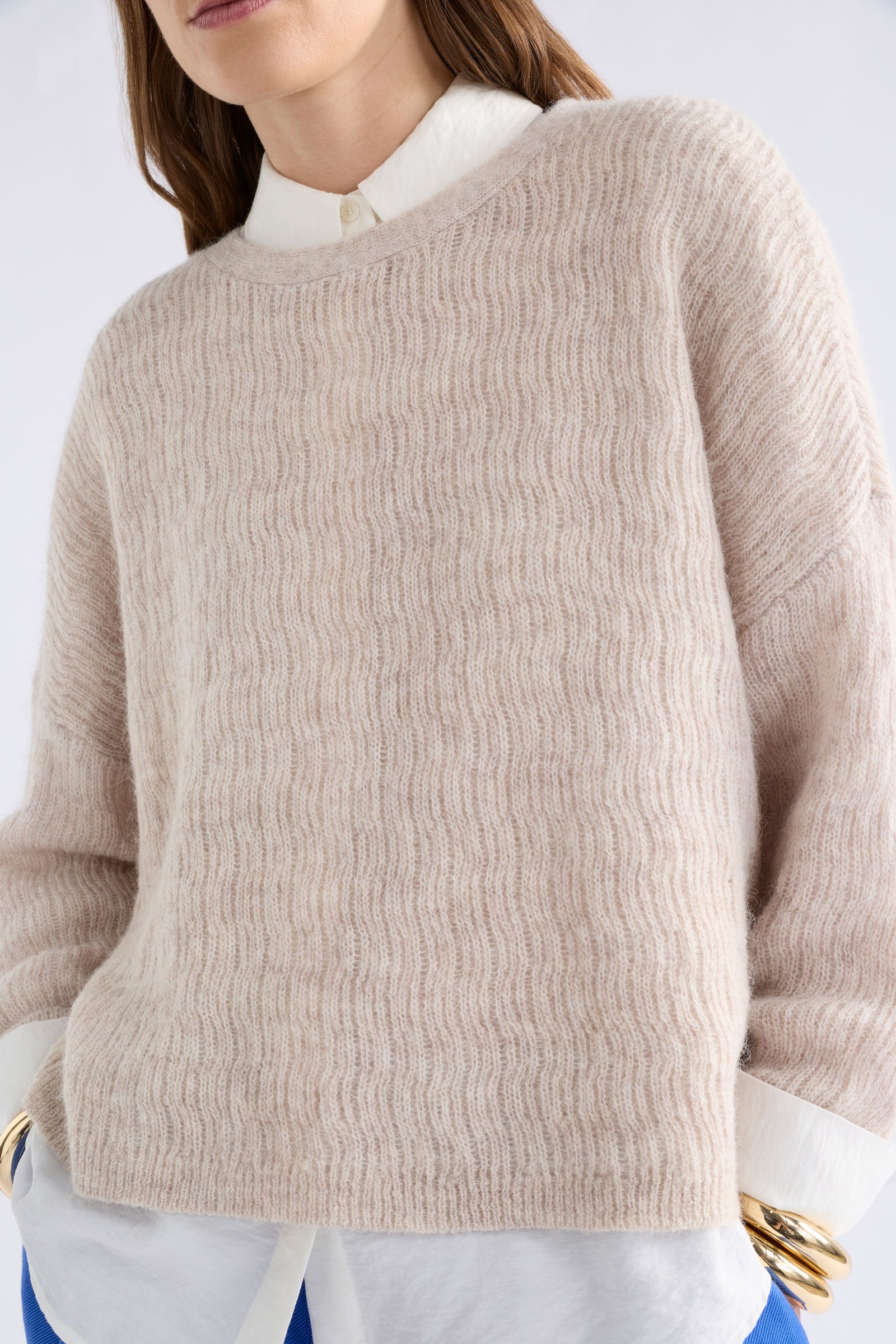 Elk Agna Pattern Sweater - Ecru