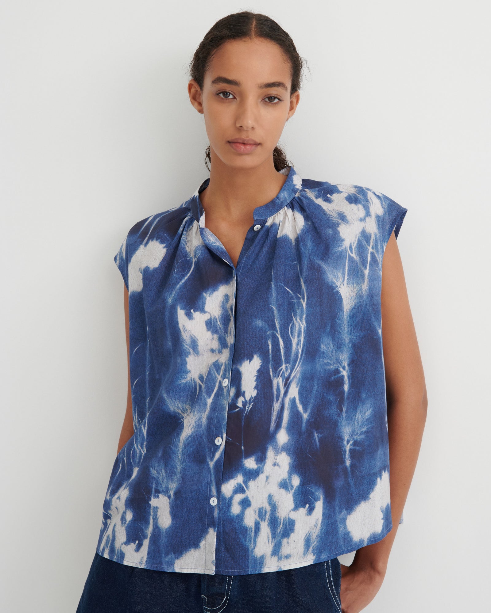 Kowtow Equinox Top - Cyanotype Floral
