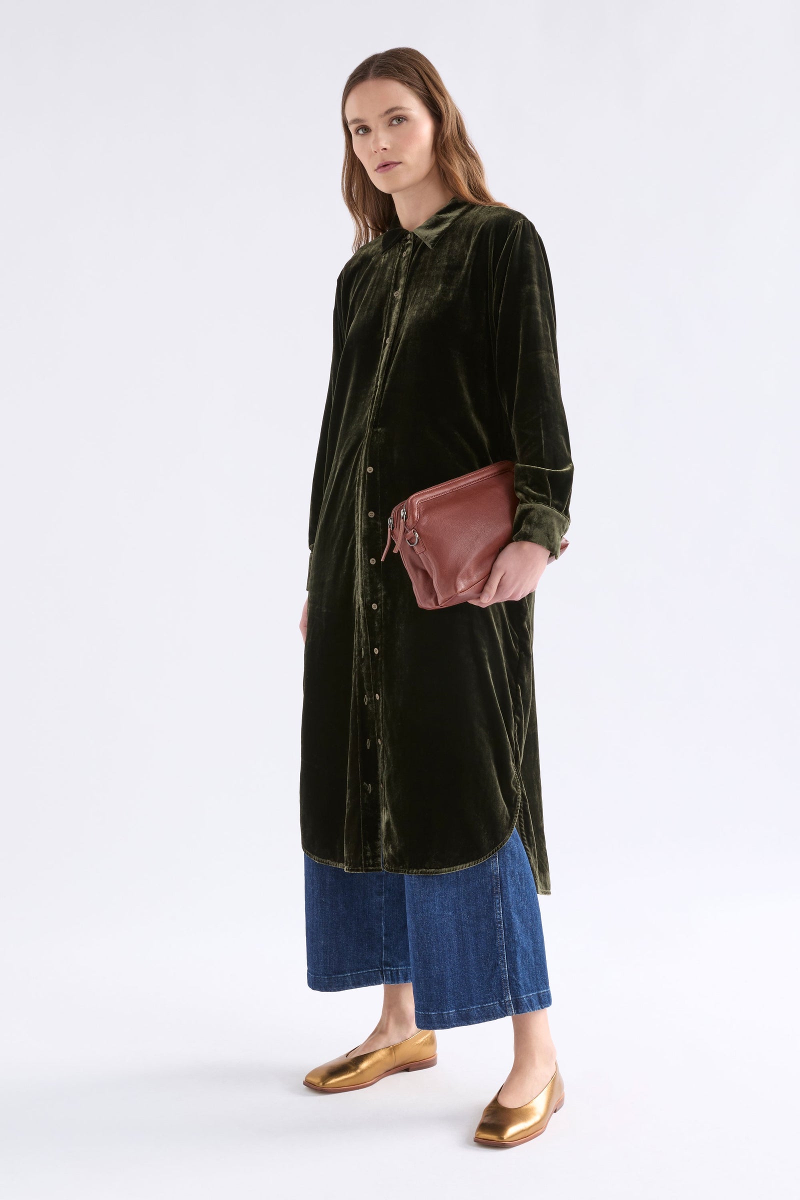 Elk Suuri Velvet Dress - Deep Olive