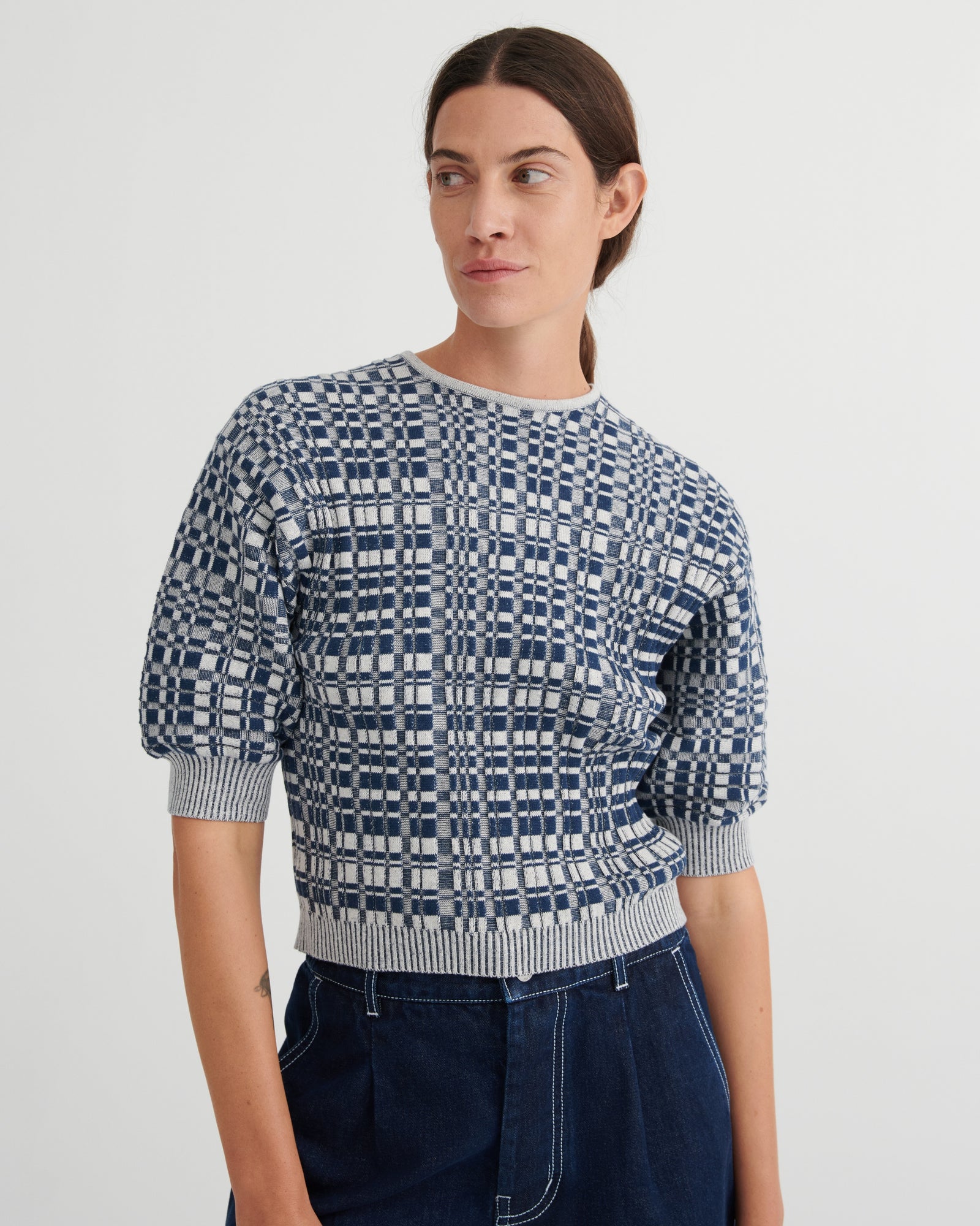 Kowtow Film Top - Navy Check