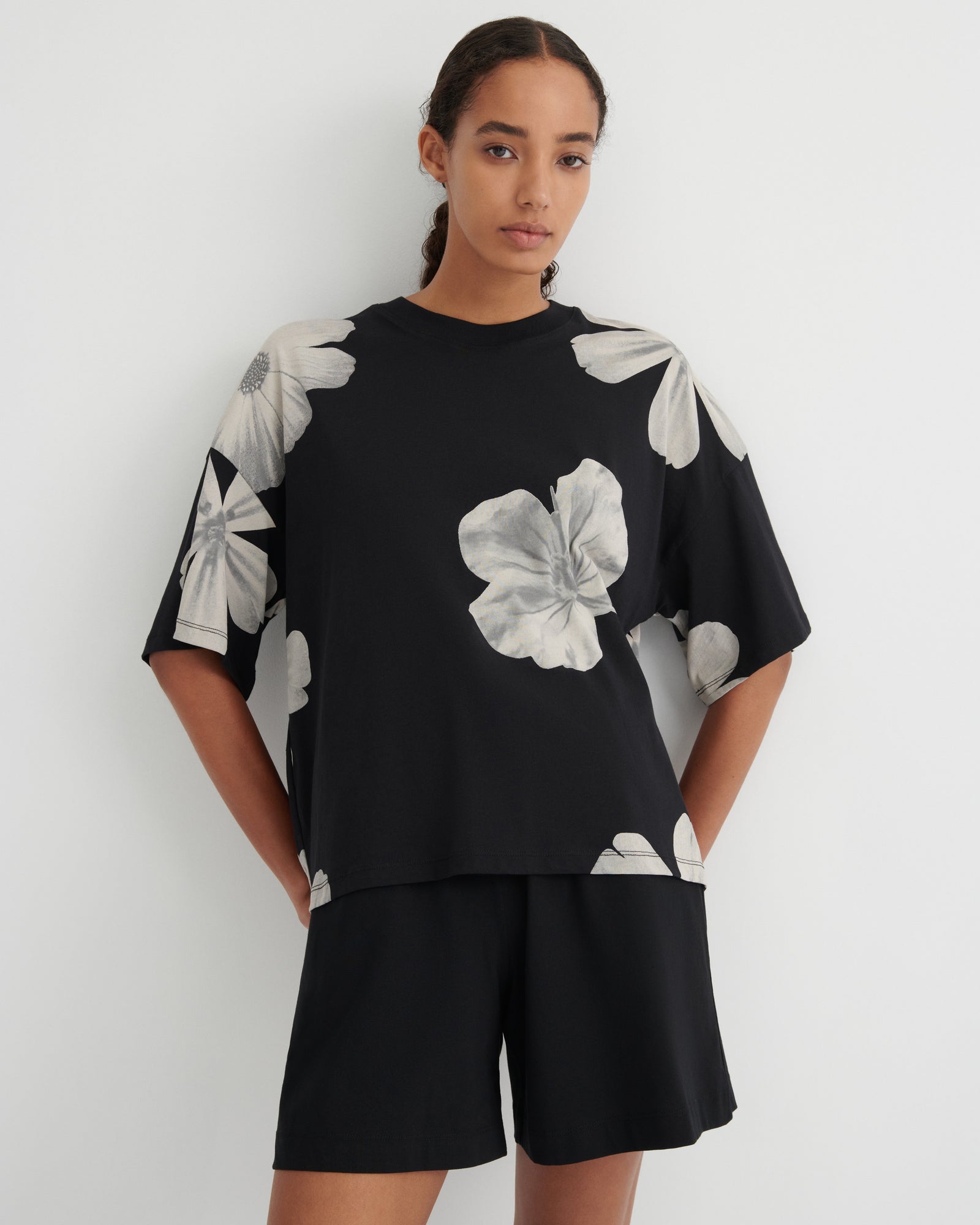 Kowtow Oversized Boxy Tee - Monochrome Floral
