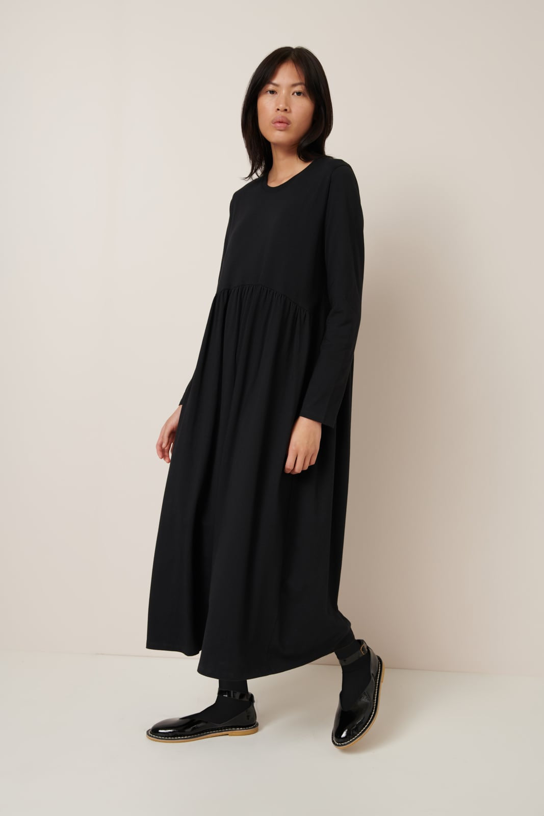 Kowtow Long Sleeve Gather Dress - Black