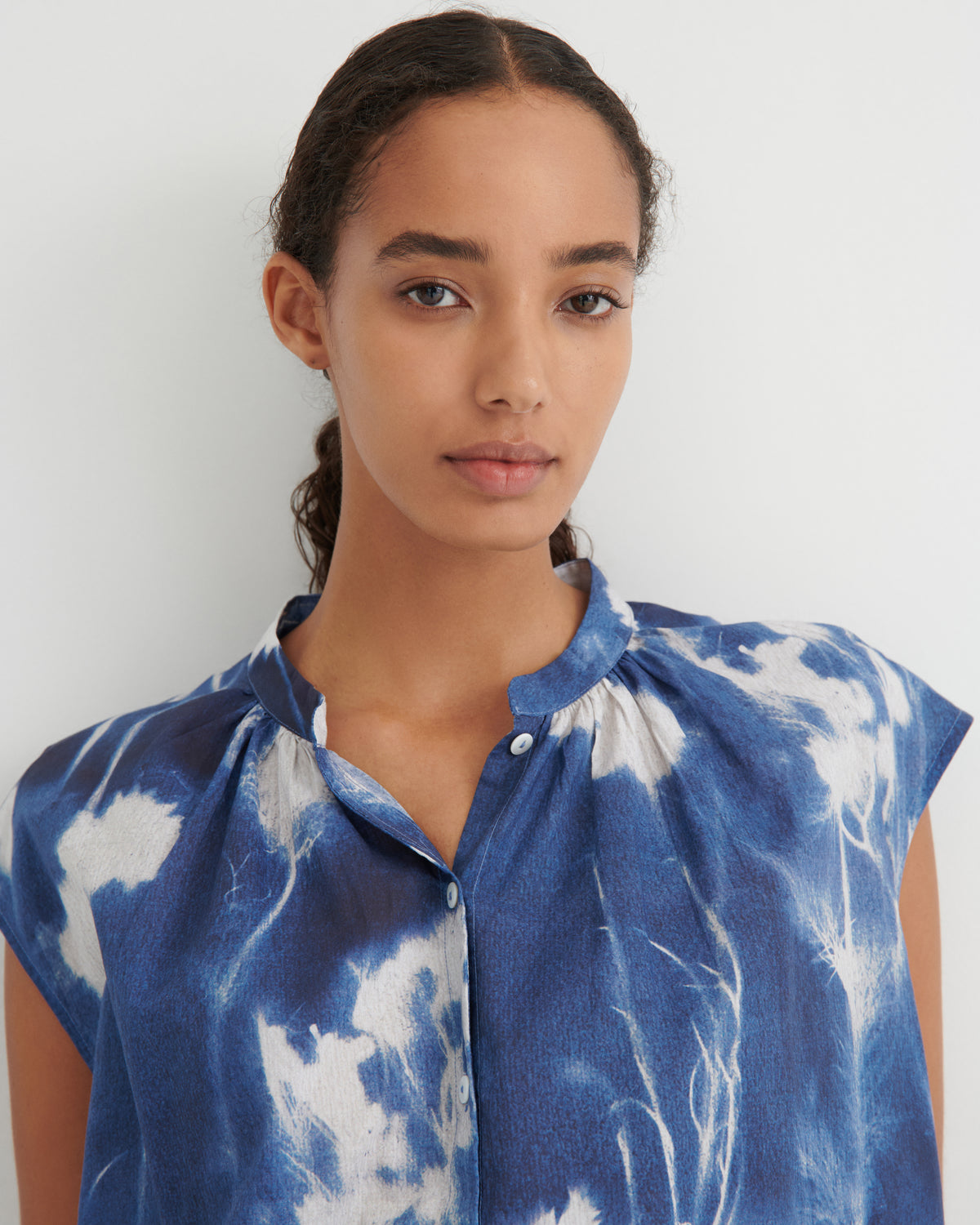 Kowtow Equinox Top - Cyanotype Floral