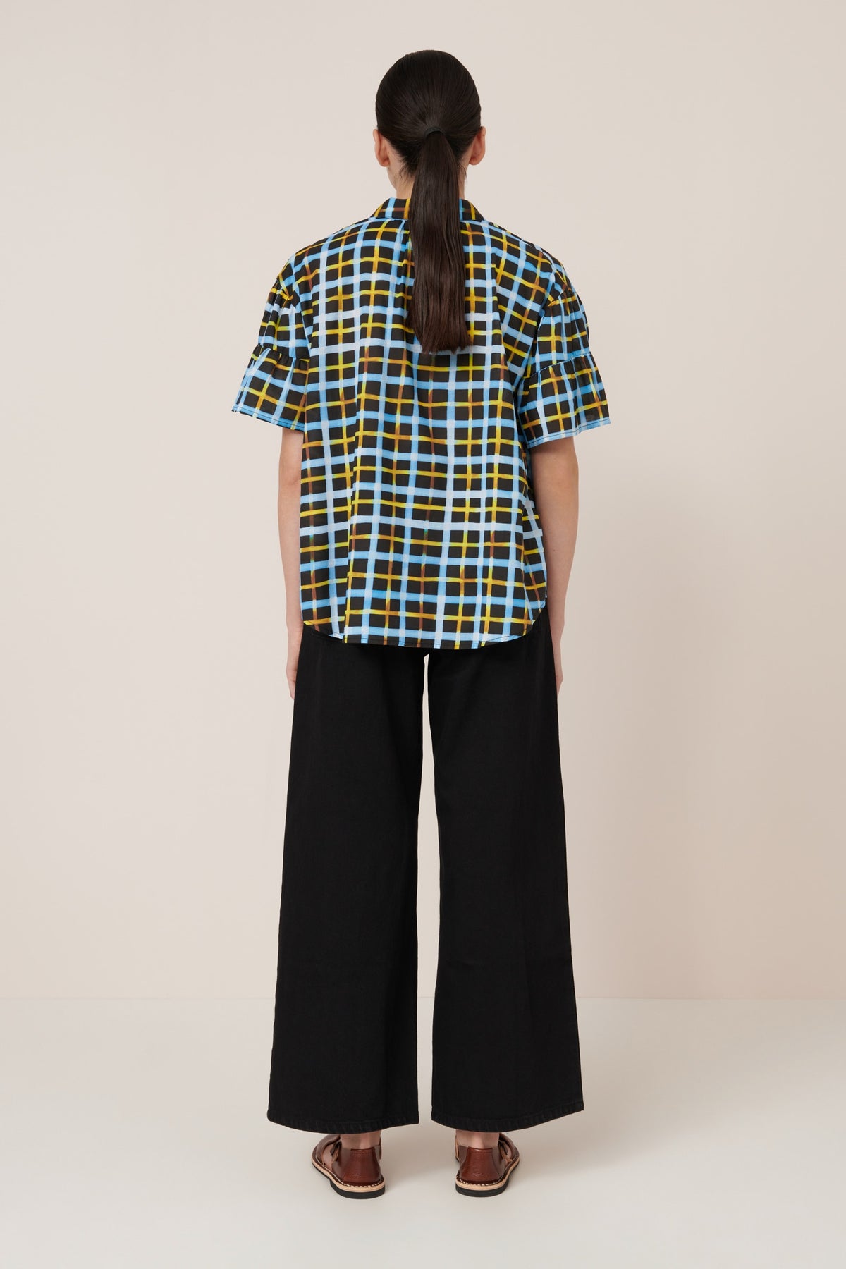 Kowtow Painterly Blouse - Neon Tartan