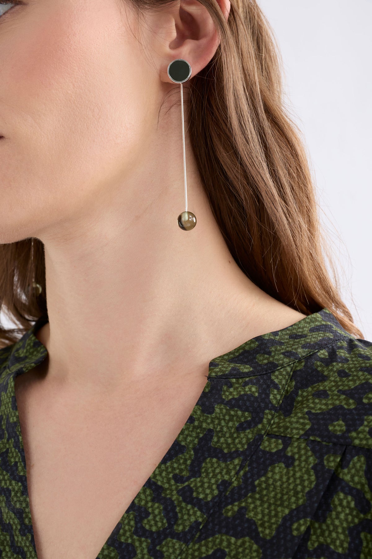 Elk Laspar Hook Earring - Dark Olive