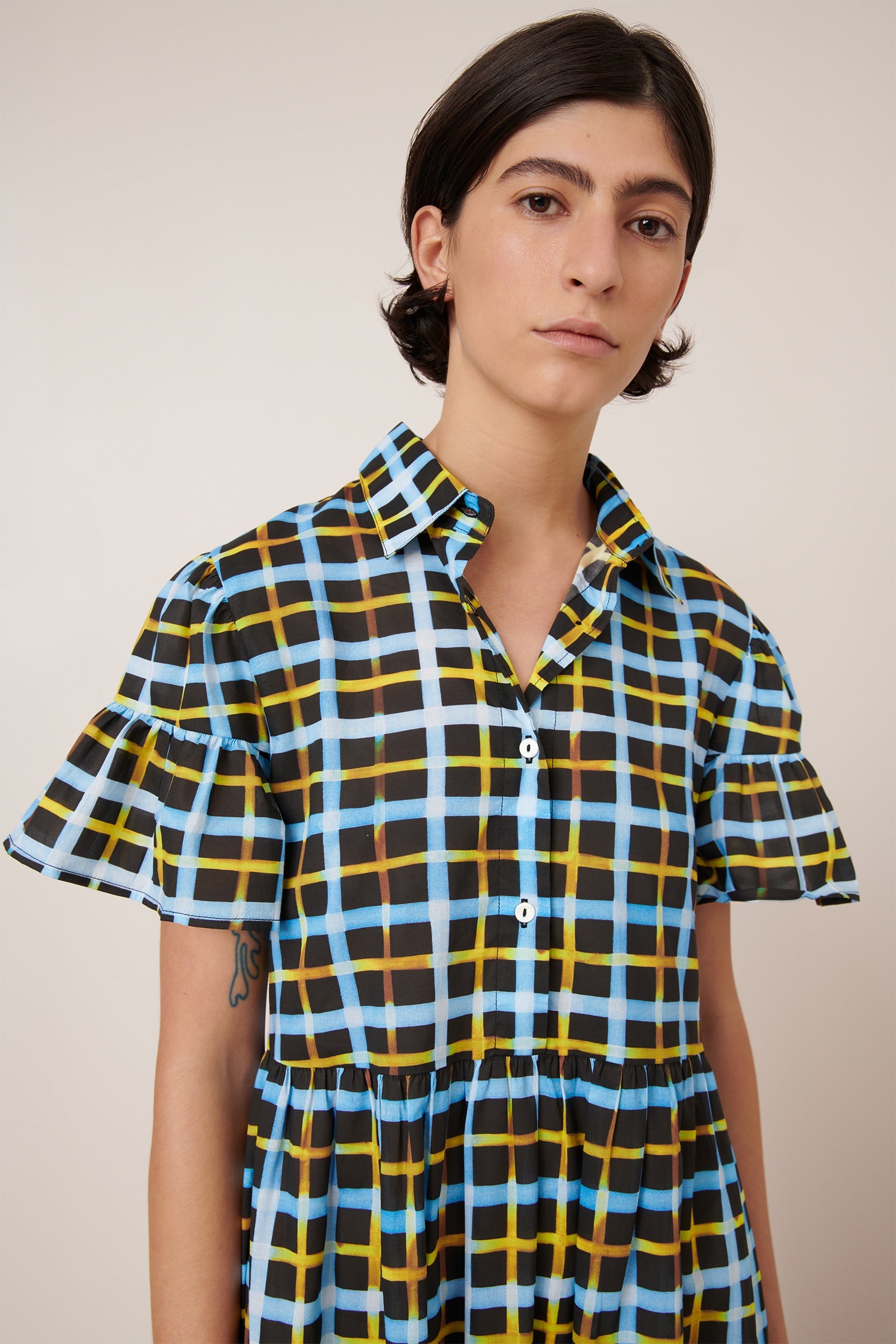 Kowtow Impression Dress - Neon Tartan