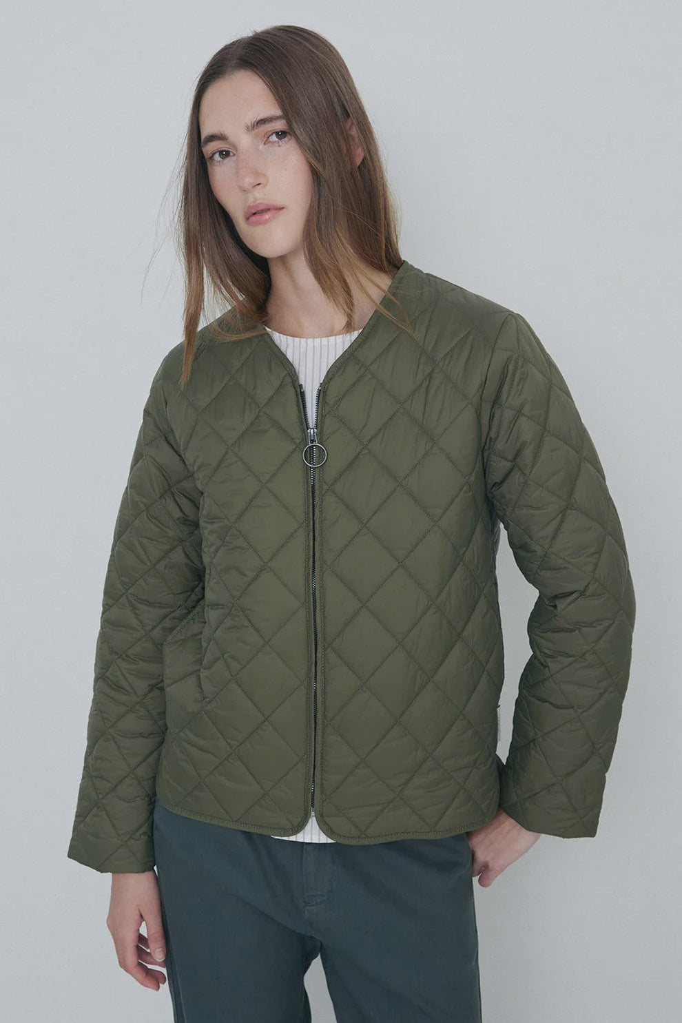 Yerse Quilted Coat - Khaki