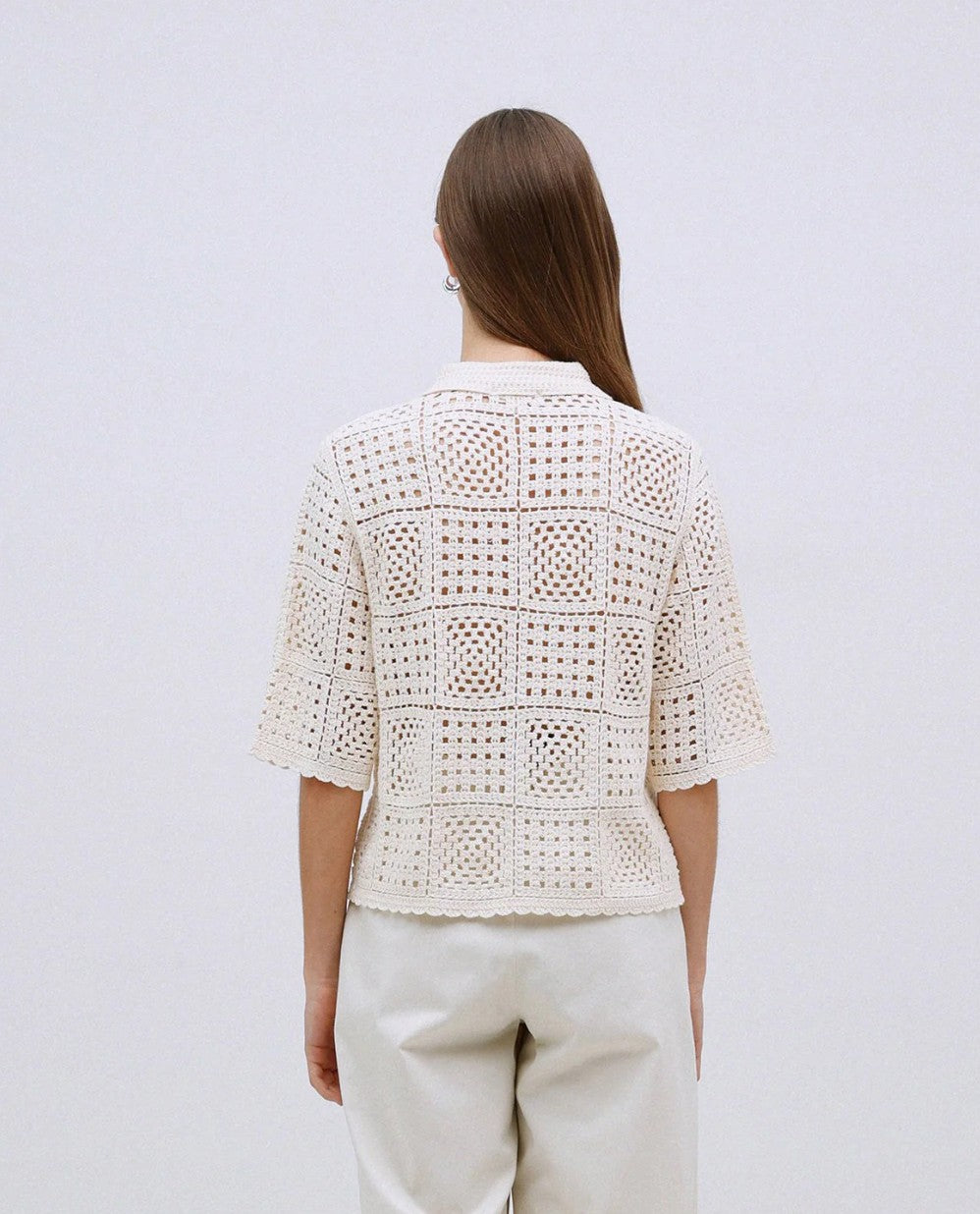 Yerse Crochet Cardigan - Ecru