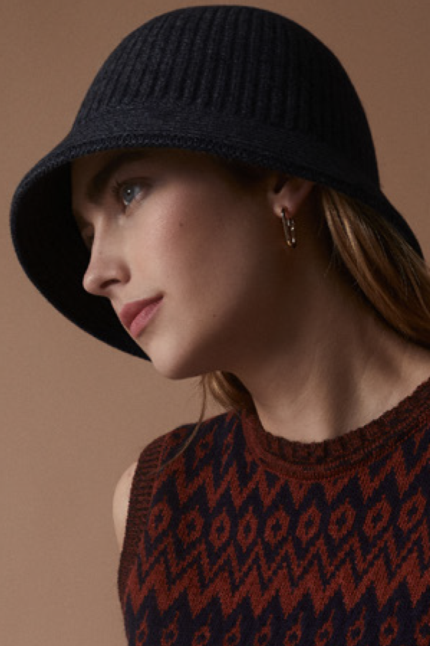 yerse knit bucket hat navy