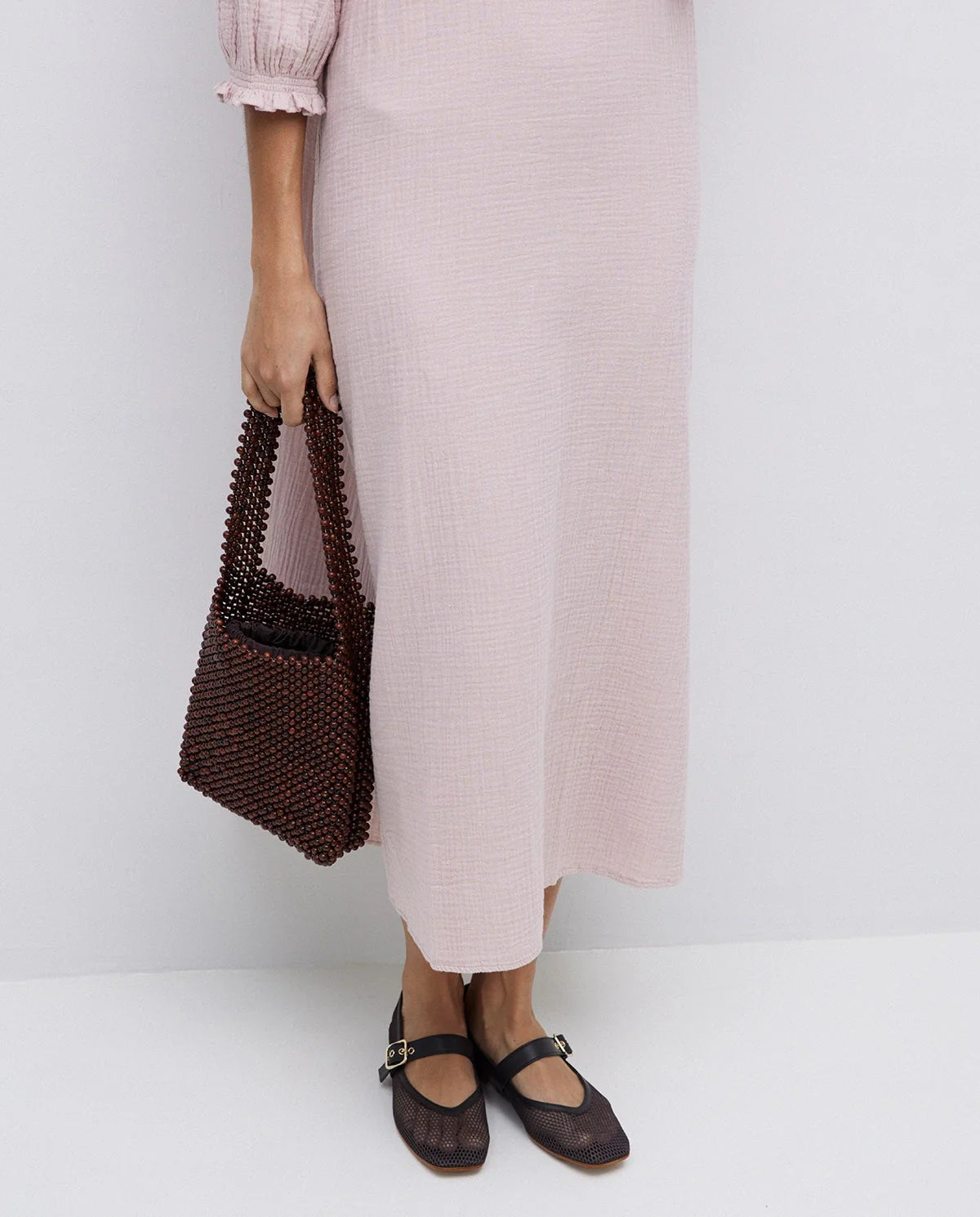 Yerse Wooden Beaded Bag - Chocolate