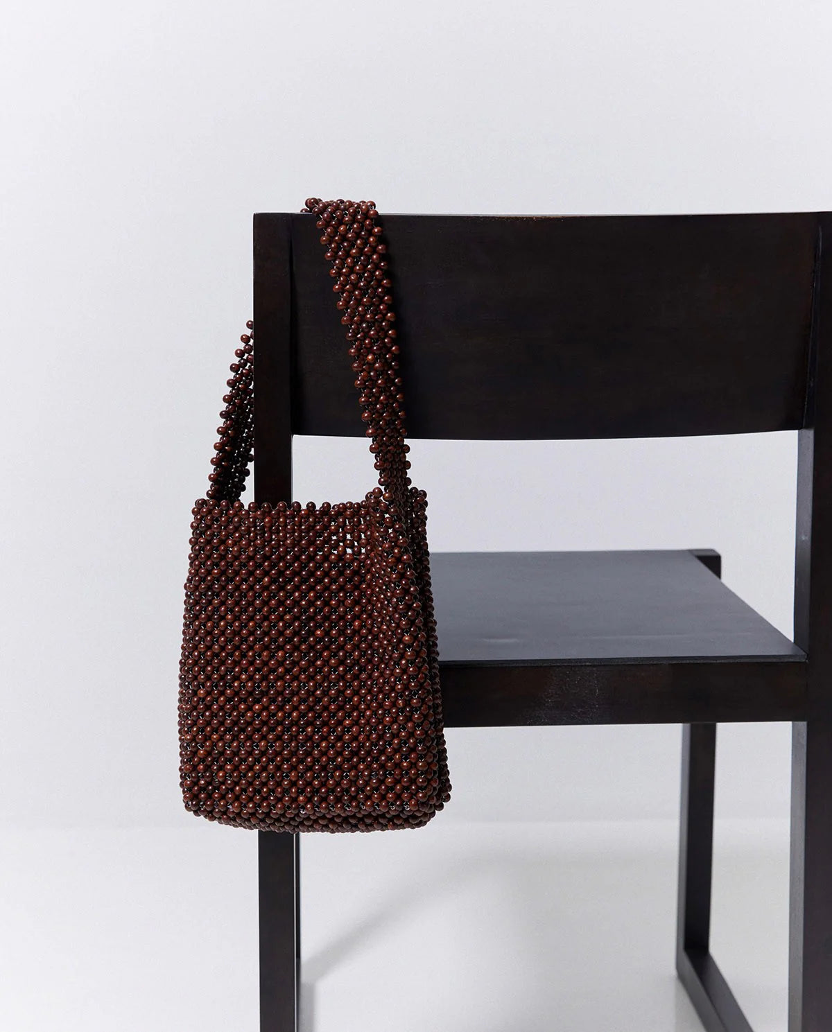 Yerse Wooden Beaded Bag - Chocolate