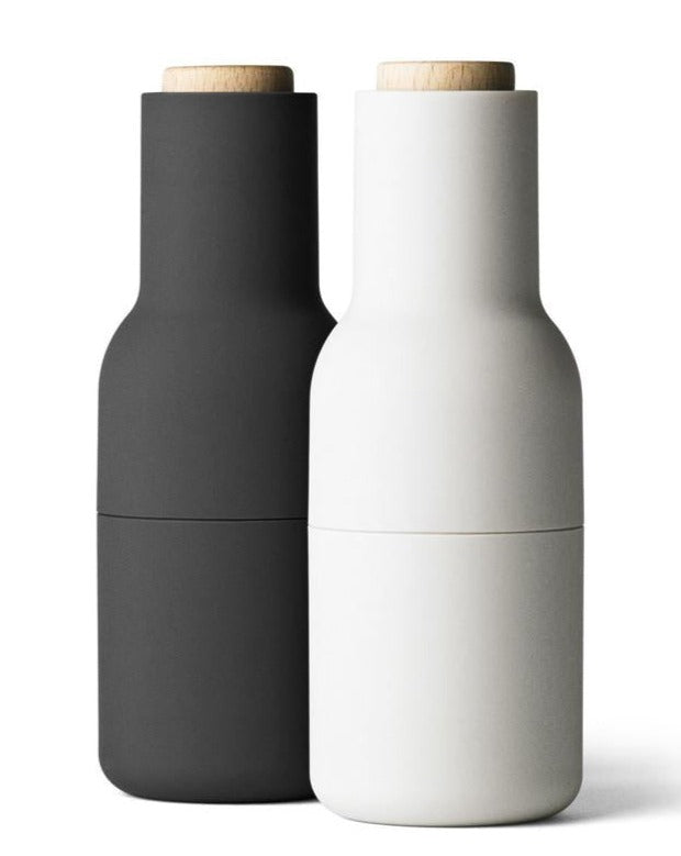 Menu Bottle Grinders - Ash/Carbon with Beech Lid