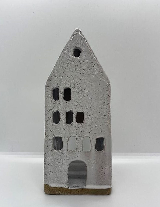Grey Porcelain Tealight House - Tall
