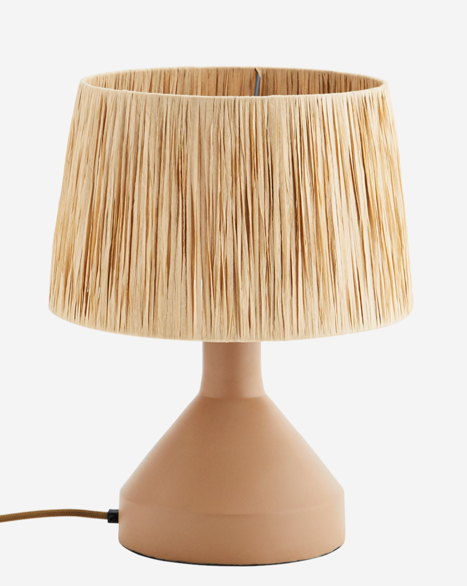 Madam Stoltz Iron Table Lamp with Raffia Shade Good Thing
