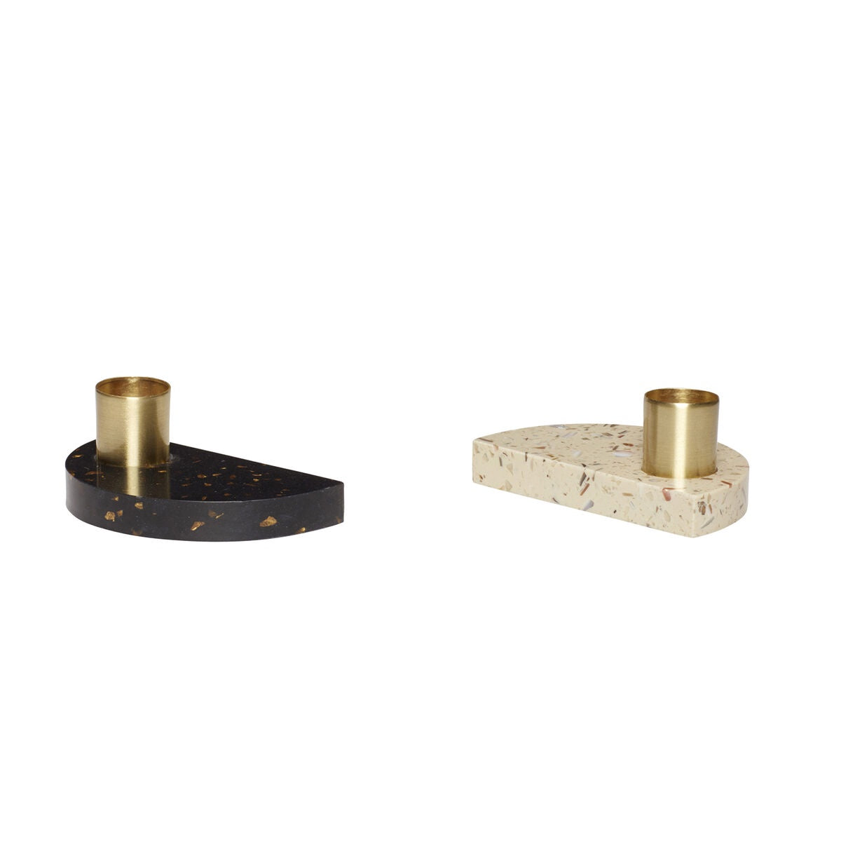 Hubsch Terrazzo Candlesticks - 2 Set - Black / White