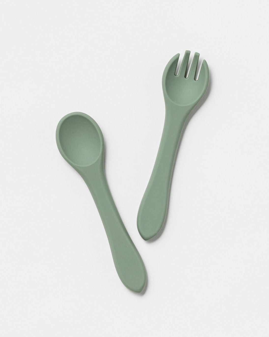 Over The Dandelions Silicone Fork & Spoon Set - Soft Moss